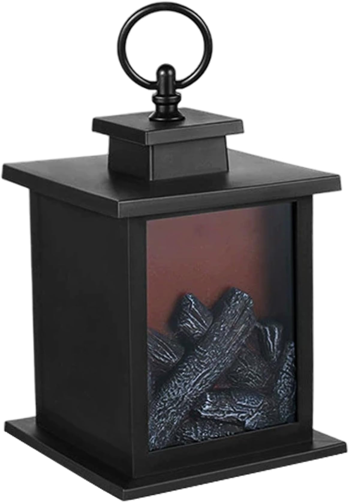 Small Electric Fireplace Realistic Flame Effect LED Fireplace Lantern Timeable Battery Powered Small Fire Place for Home Tabletop Decor