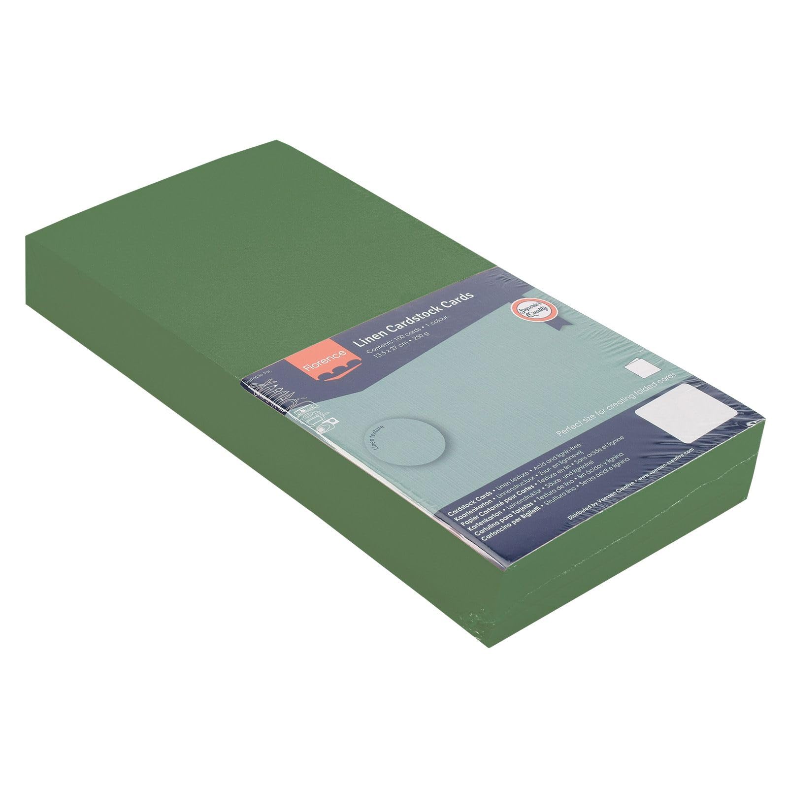 Florence Linen Cardstock 10.6 x 5.3 Inches Green (Pine), 100 Sheets of 250 GSM Coloured Paper - Image 3