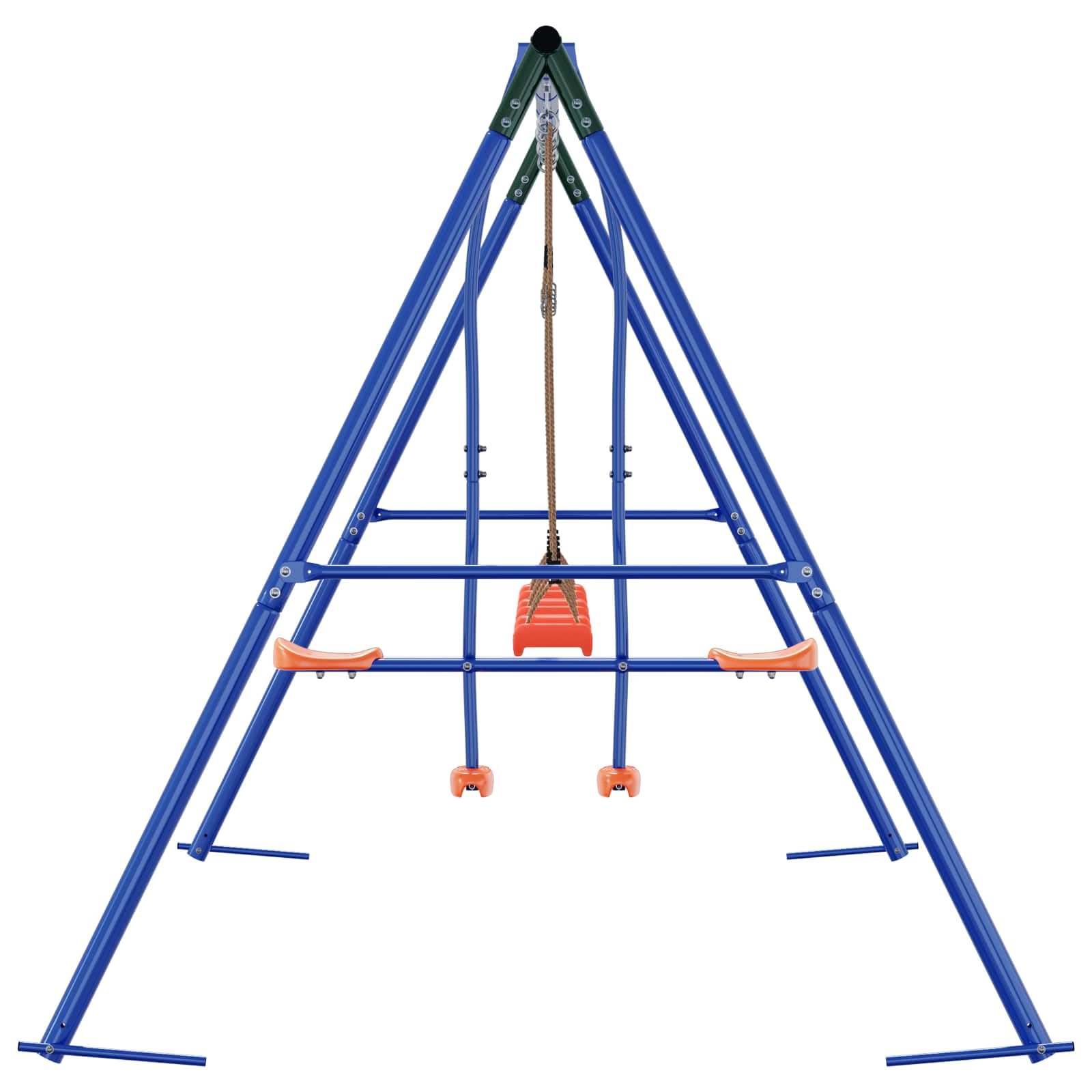 Juego de columpio para exteriores multicolor de acero y PE 330 x 185 x 185 cm con asiento ajustable, juguete de jardín robusto para niños de 3 a 10 años