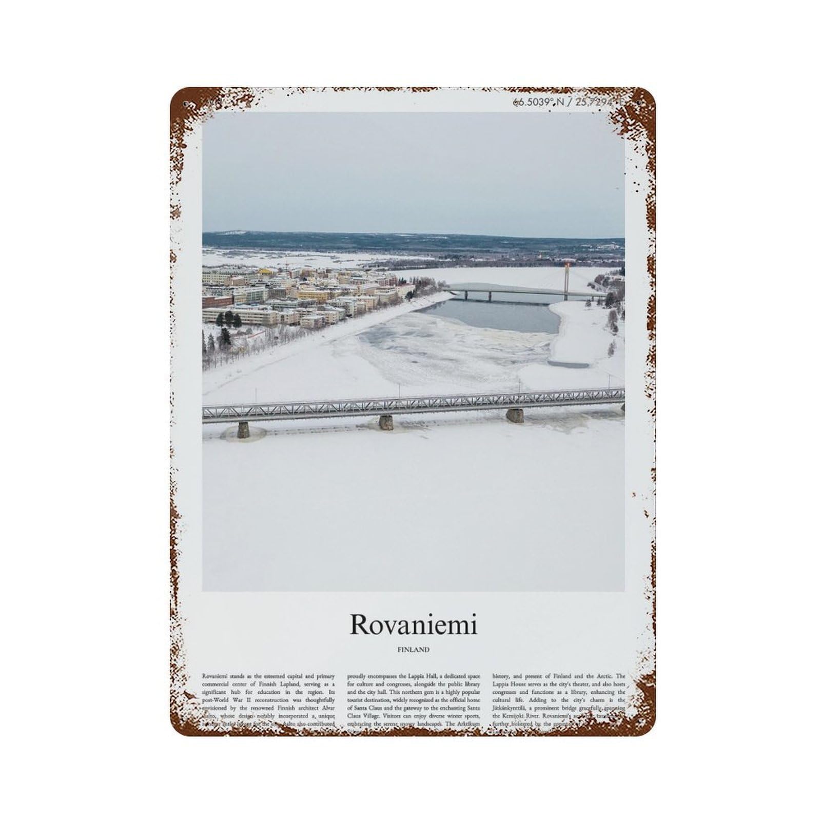 xiaoxiaoshen Rovaniemi Finland City Scenery Wall Decor Art Metal Tin Poster Modern Home Decor Art Home Bar Shop Decorations Vintage Sign 40x30cm