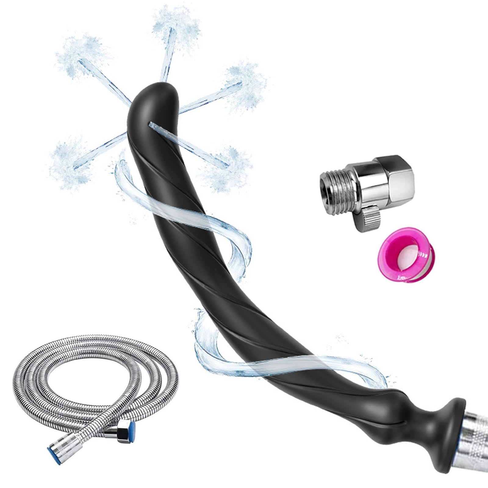 Photo 1 of JIELUO Shower Enema Douche Nozzles, 5 Holes Water Spray, Silicone, Black