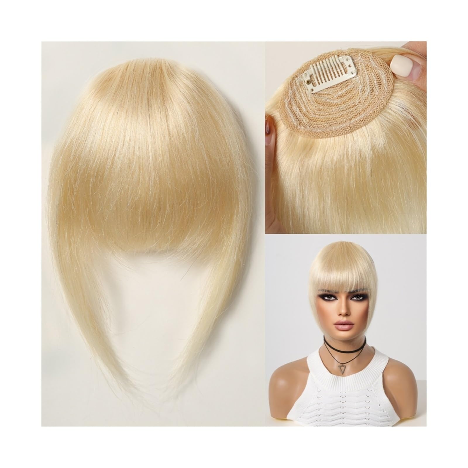 Flequillo Pinza Para El Cabello Flequillo De Cabello 100% Humano Flequillo Francés Marrón Oscuro Natural Clip Para El Cabello Flequillo Con Patillas Postizo Para Mujer Clip En Flequillo De Aire Clip