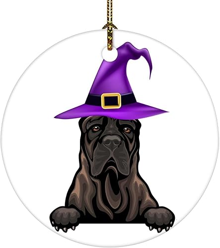 Adorno de árbol de Navidad Presa Canario de Halloween, calabaza, perro con sombrero de bruja, adorno de recuerdo, decoración de vacaciones, adorno Adorno de árbol de Navidad Presa Canario de Halloween, calabaza, perro con sombrero de bruja, adorno de recuerdo, decoración de vacaciones, adorno
