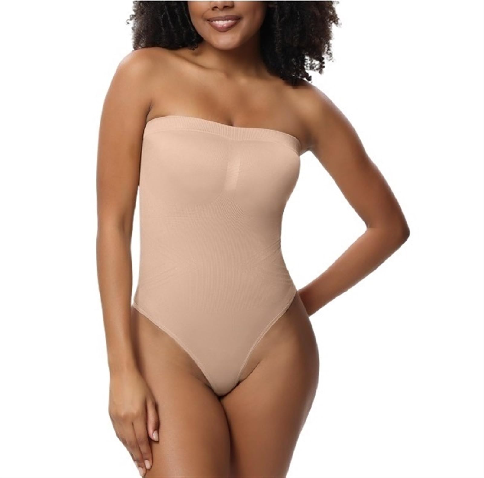 MOCHAMIK Damskie body wyszczuplają brzuch bez ramiączek Bezszwowe modelują stringi z dopinanymi paskami Odzież modelująca bez pleców