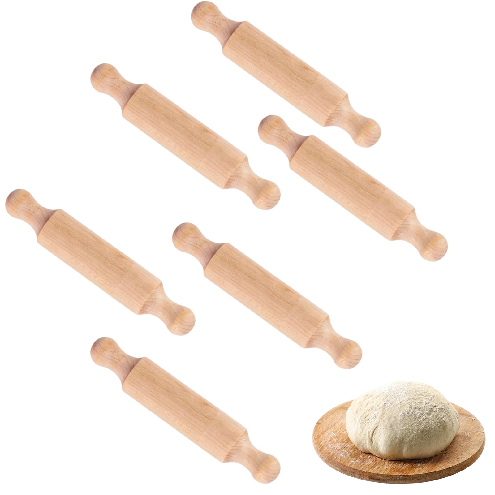 6 Wooden Rolling Pin, Small Rolling pin for Baking and Crafts