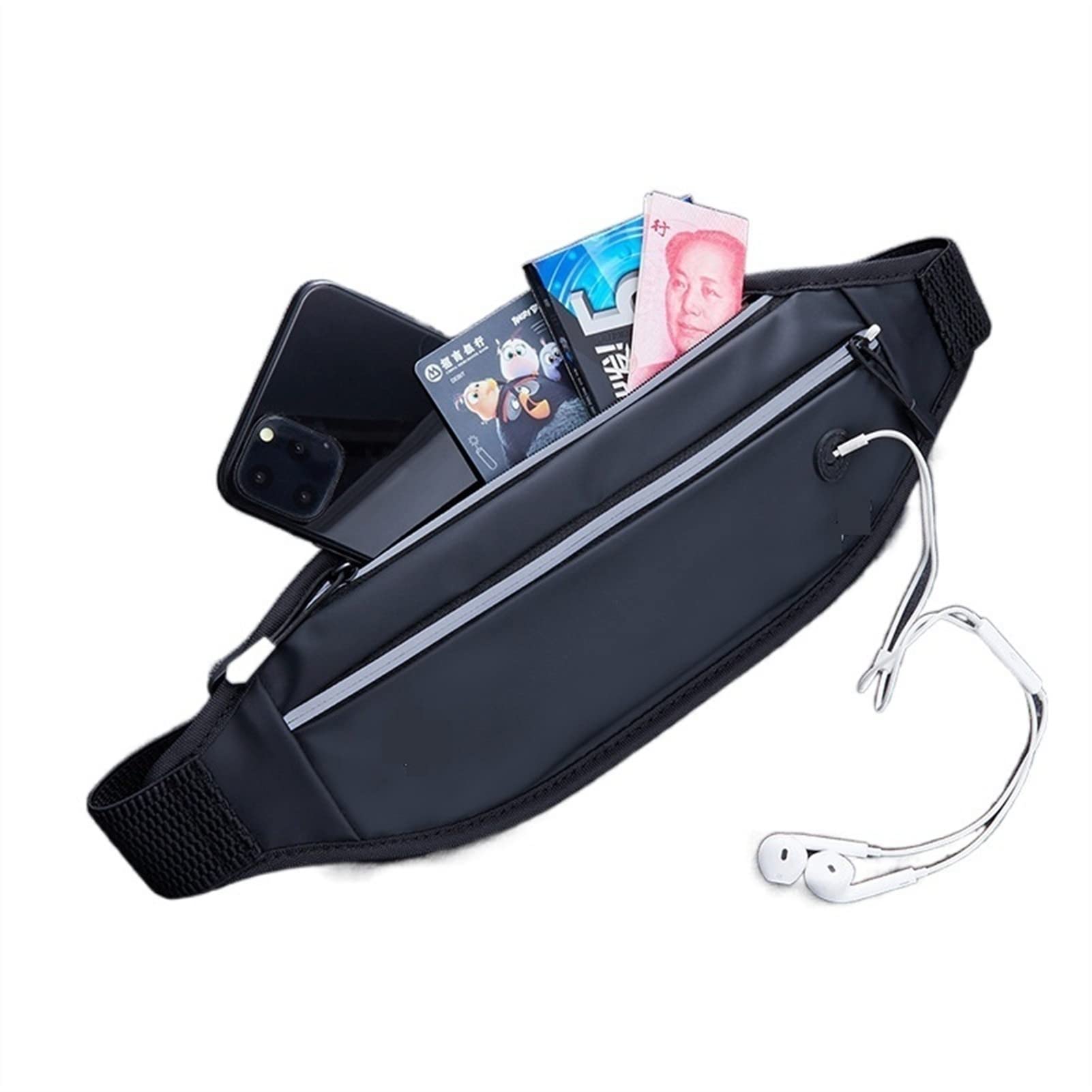 Casual Men Fanny Pack Nastolatek Sporty na świeżym powietrzu Bieganie Jazda Na Rowerze Torba na talię Podróżna Torba Na Telefon Torby Wodoodporna Męska Torba, biały, Jeden rozmiar