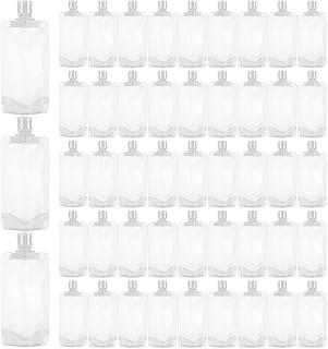 50 PCS Travel Size Empty Squeeze Pouches Refillable 3.38oz Clear Travel Pouches for Toiletries, 100ml Portable Travel Fluid Bags for Liquid Shampoo Lotion Shower Gel , Leak Proof sub Bags for Travel