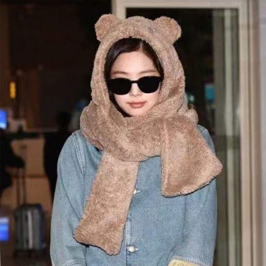 Sciarpa alla Moda Trend Sciarpa Sciarpa per Orecchie da Orso Carino Cappello One Piece cap Warm Plush Ear Protection Scarf