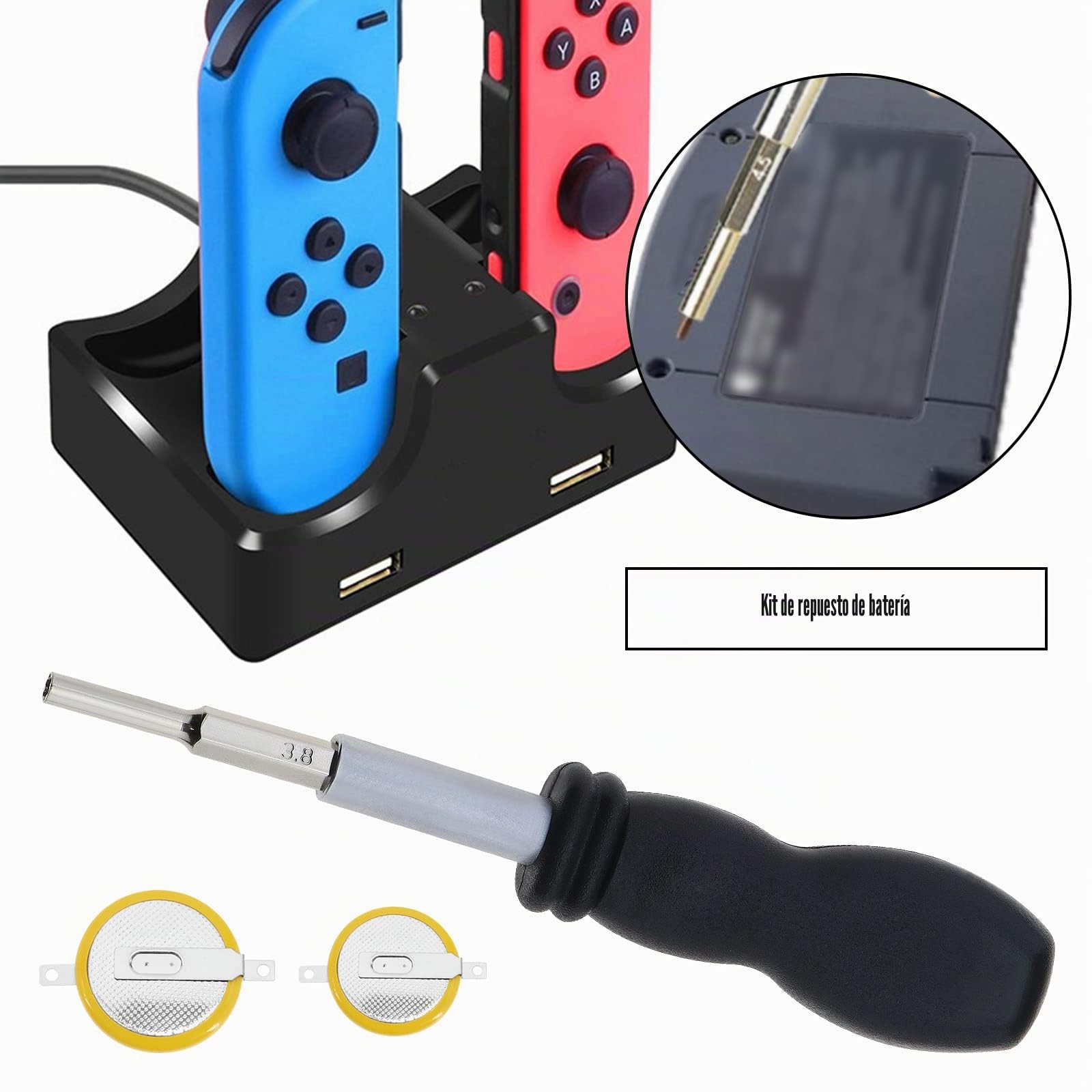 EMSea 5 Piezas Juego con Kit de Herramientas de Repuesto Batería de Compatible con Game Boy Compatible con GBA Compatible con Color CR2025 CR1616 Pila de Botón