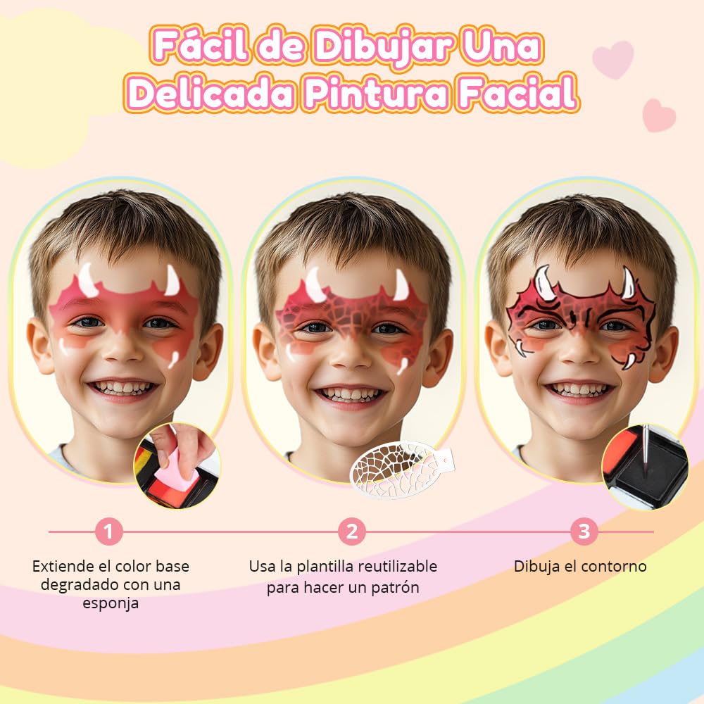 Janolia Pintacaras Infantil, 30 Colores Pinturas Cara para Niños con 4 Pinceles, Pintura Cara Niños Hipoalergenica, Pintura Facial Lavable, Maquillaje Infantil Face Paint Halloween Carnaval Fiesta — view 6