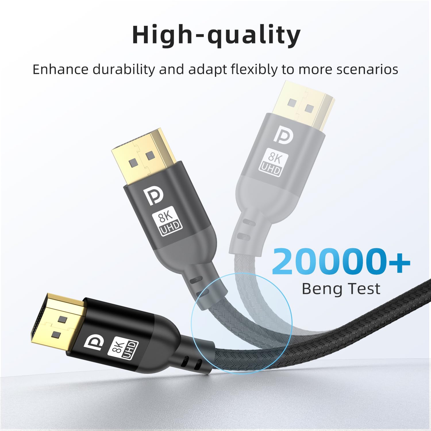 Diyanisly 8K Displayport Cable 25FT,32Gbps high-Speed DP Cable, Braided Rope,Support 8K@60Hz 4K@120Hz Dynamic HDR,DSC,Durable,Flexible,Used for Esports Display/Graphics Card/Professional Projector