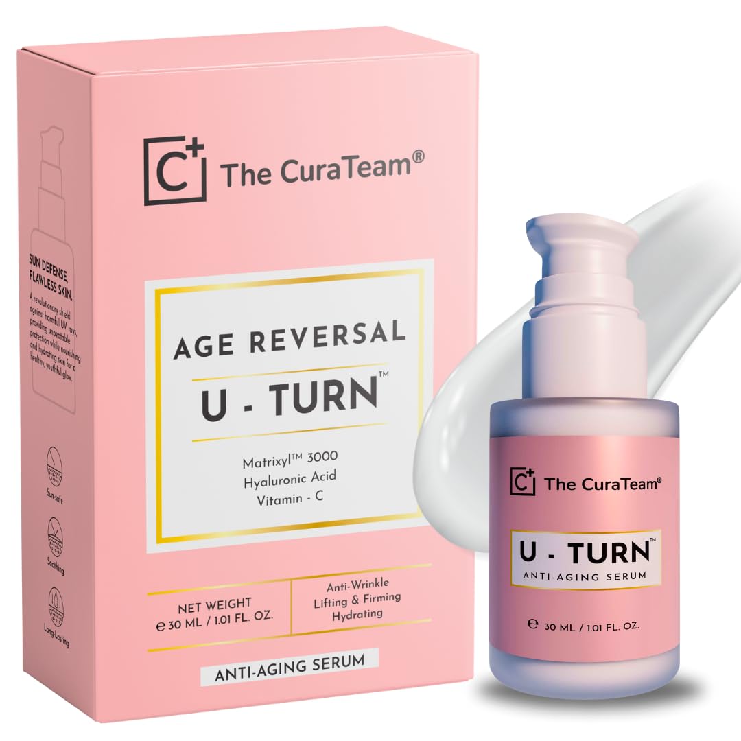 U-TURN™ Anti-Aging Face Serum | Boosts Collagen, Reduces Fine Lines & Wrinkles | Hyaluronic acid and Vitamin C for Glowing skin | for all skin type Men & Women | 30ml