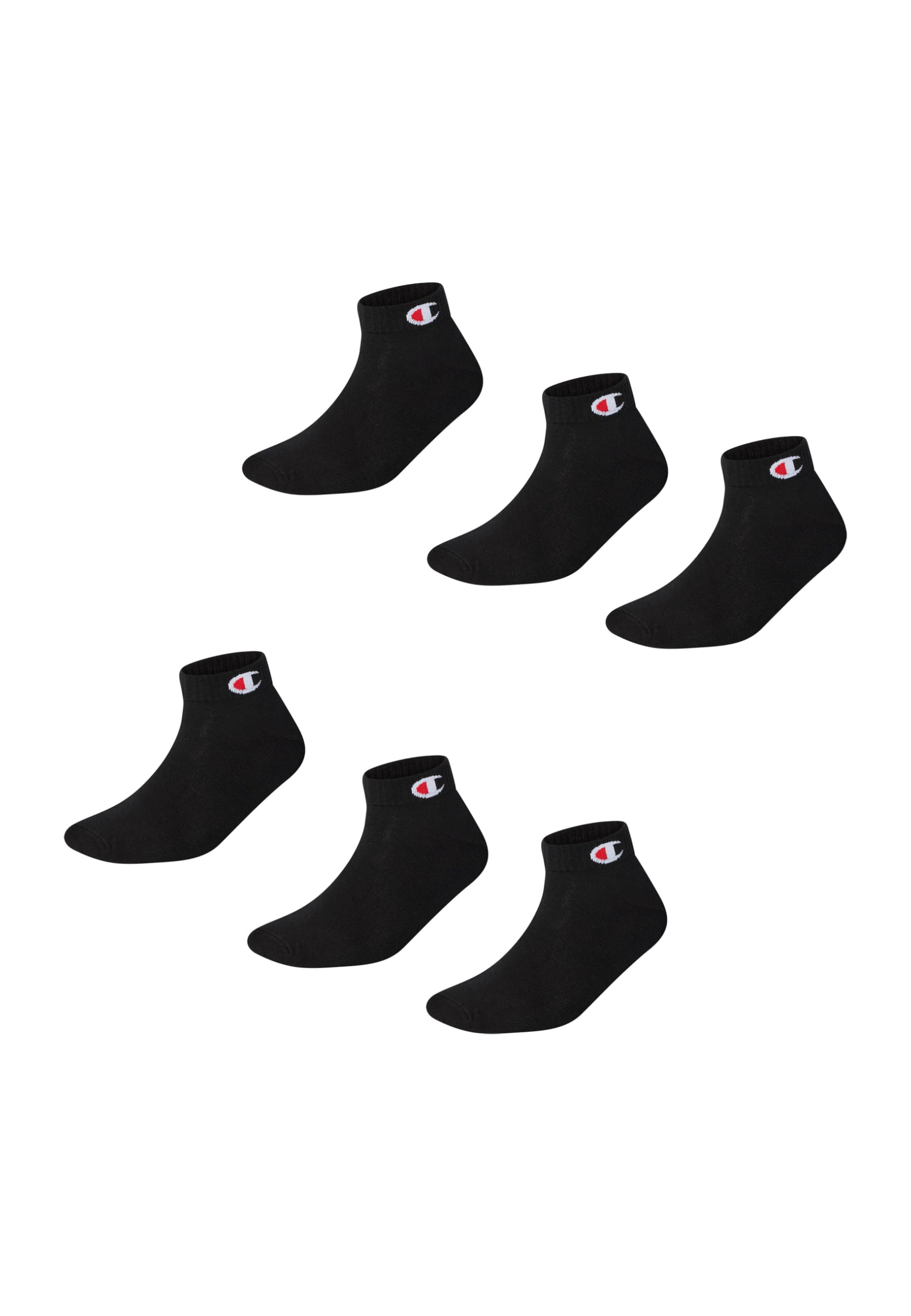 Champion Accessories Basics 6pk Quarter Socks, Black, 6 UK