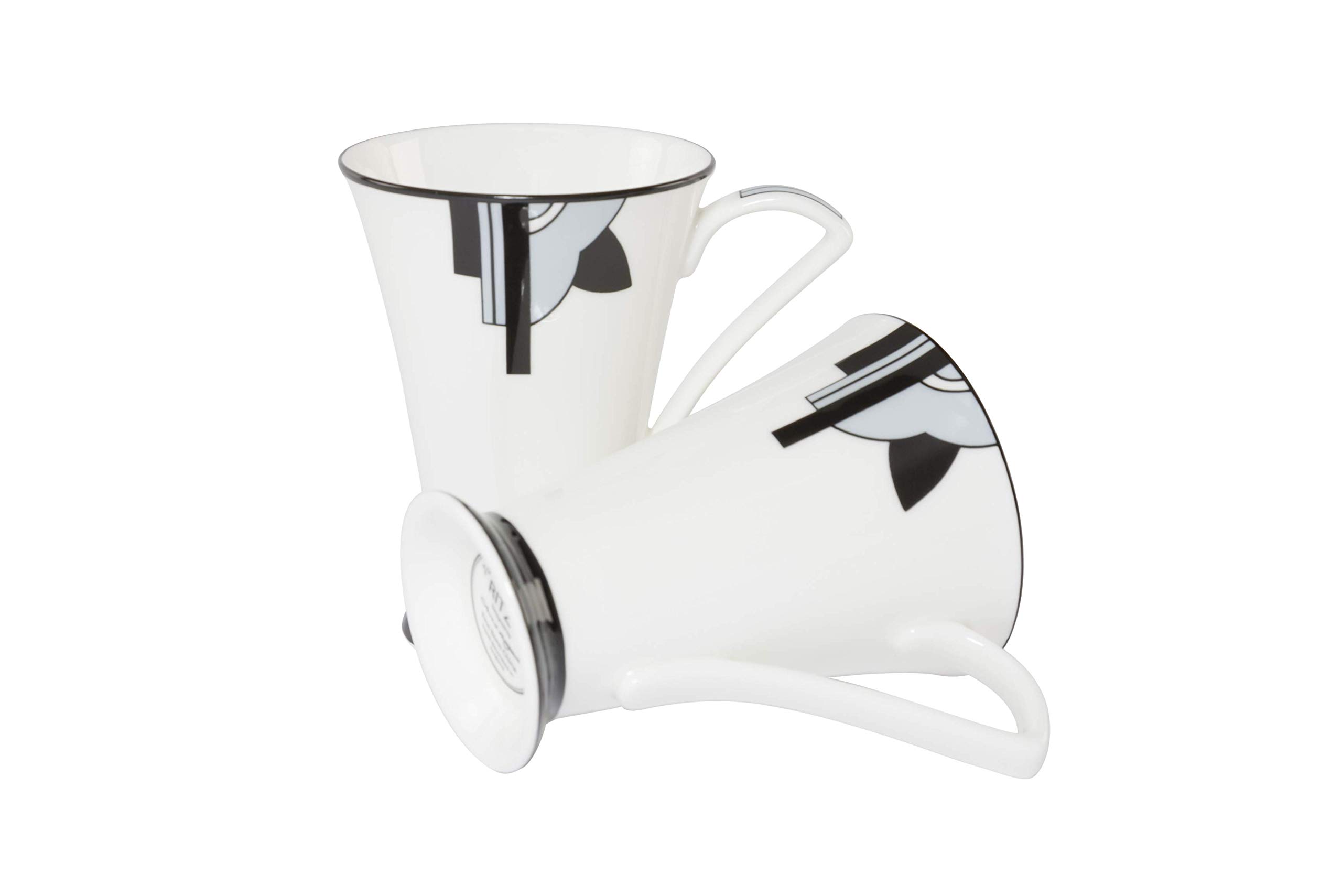 Attractive Pair of Art Deco Fine Bone China Mugs in The"Ritzy" (Grey) Design
