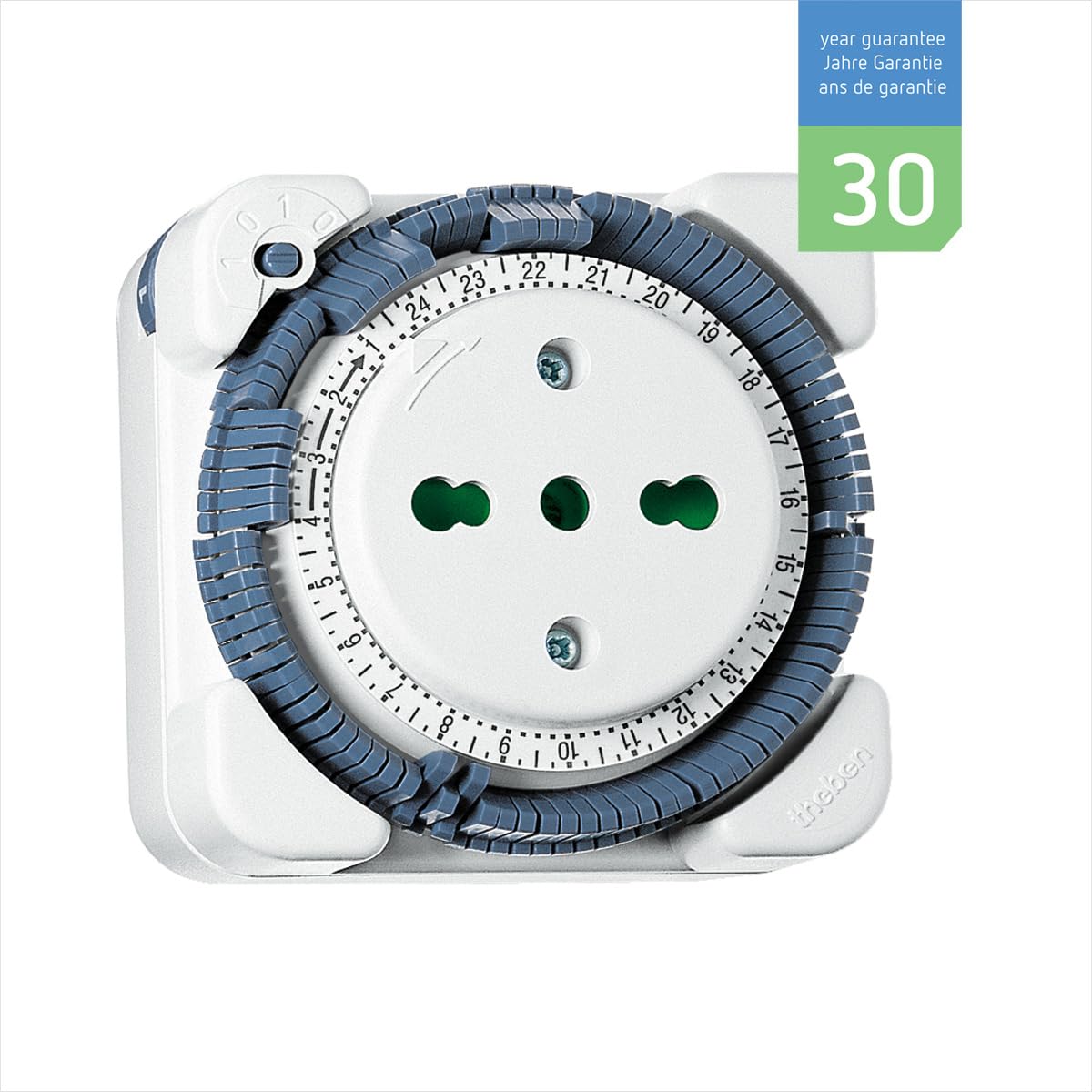 Theben 0260061 timer 26 - Interruttore orario analogico, timer da presa analogico, versione italiana, programma giornaliero, 400 W LED, per acquari, terrari, lampade da terra, safety-plus