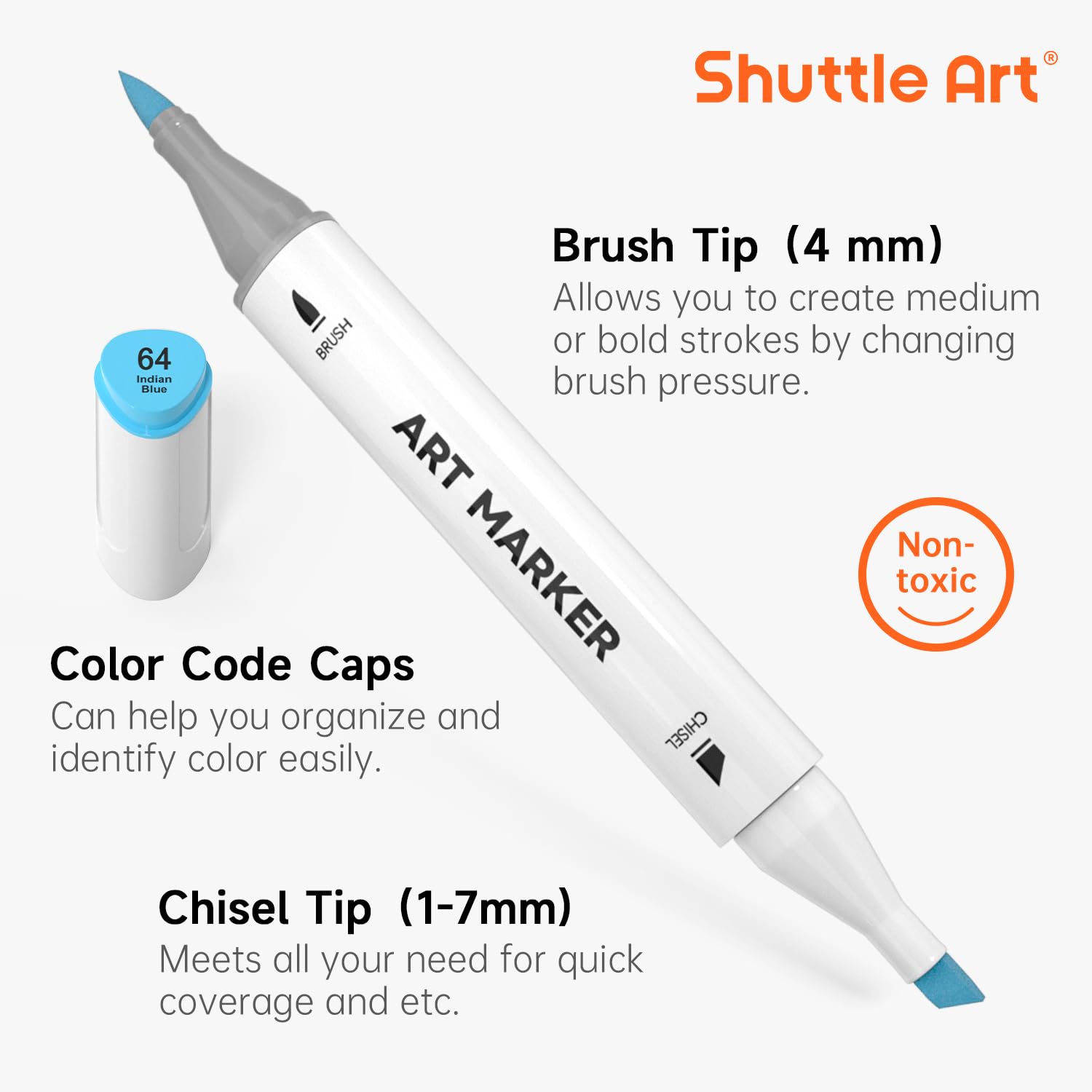 Shuttle Art Alkohol-Marker mit Pinselspitze, Doppelspitze, Pinsel und Keilspitze, Kunst-Marker-Set, 121 Farben, Marker mit organisierter Hülle, perfekt für Illustrationen, Kinder, Studenten