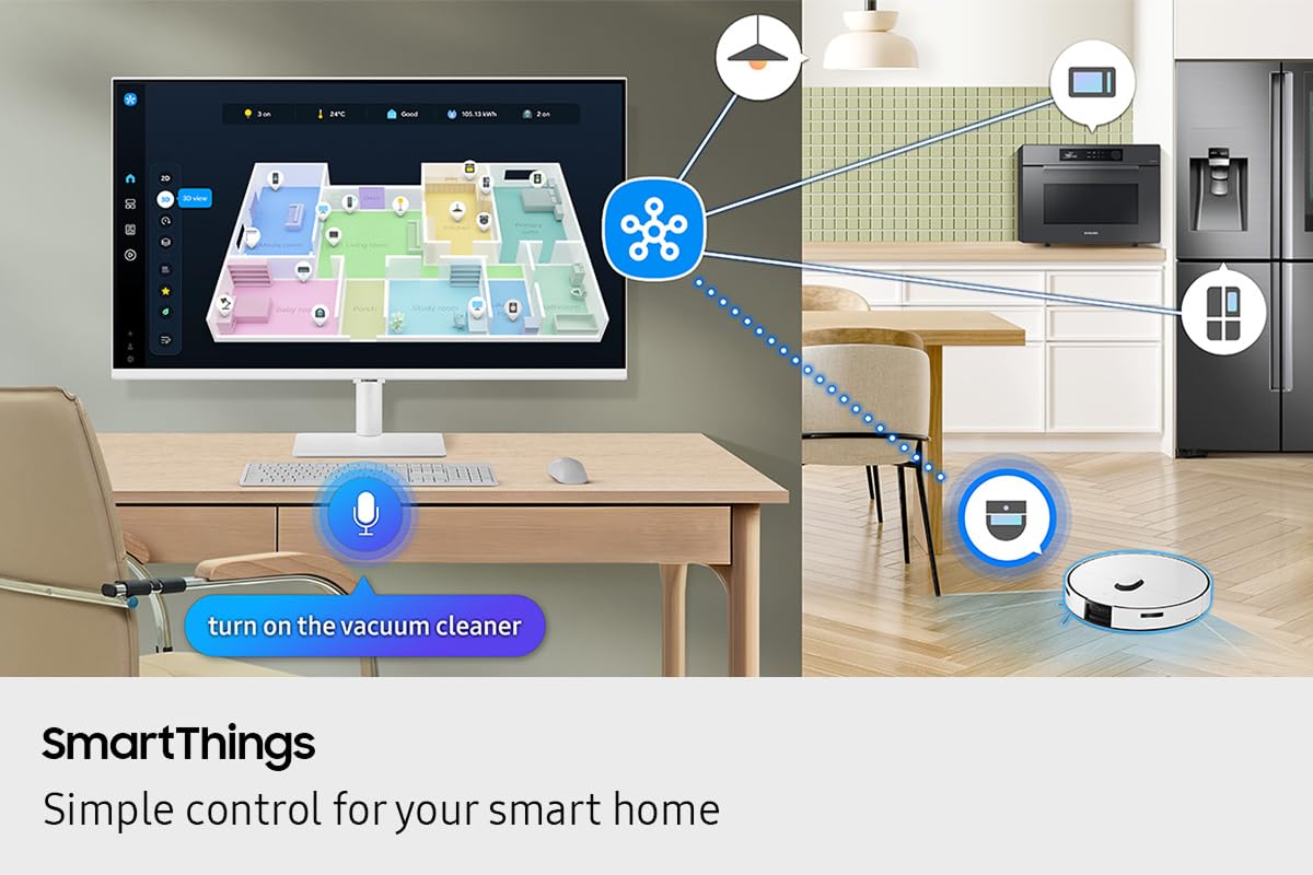 Samsung LS32FM703UUXXU 32" 4K Ultra HD HDR10 Smart Monitor with Speakers - White - 3840x2160, USB-C, HDMI, WiFi, Bluetooth, Smart Hub for TV streaming, Catch Up Apps and Gaming Hub — view 10