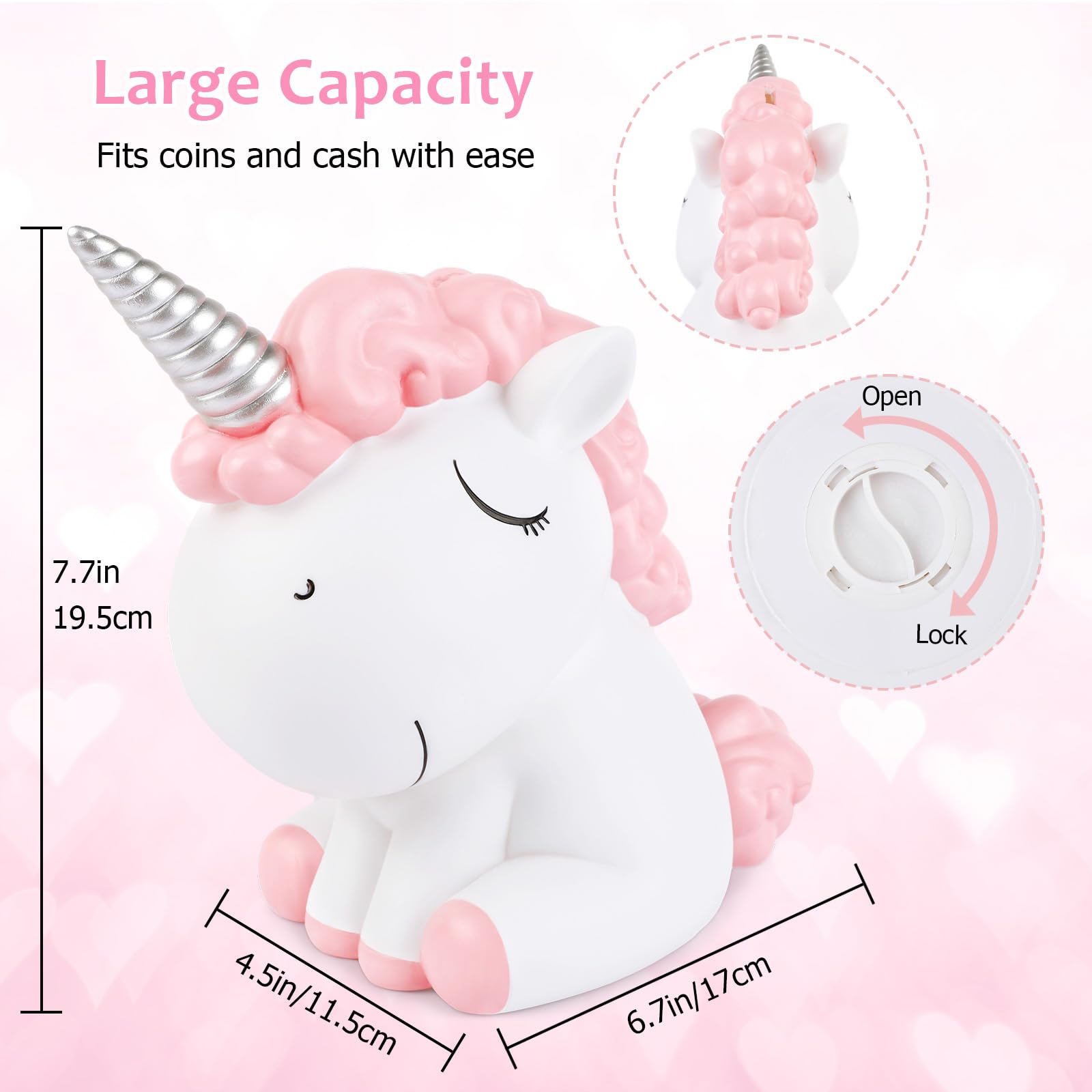 Salvadanaio a forma di unicorno con diamanti fai da te e adesivi alfabeto, infrangibile, regalo per compleanno e Natale