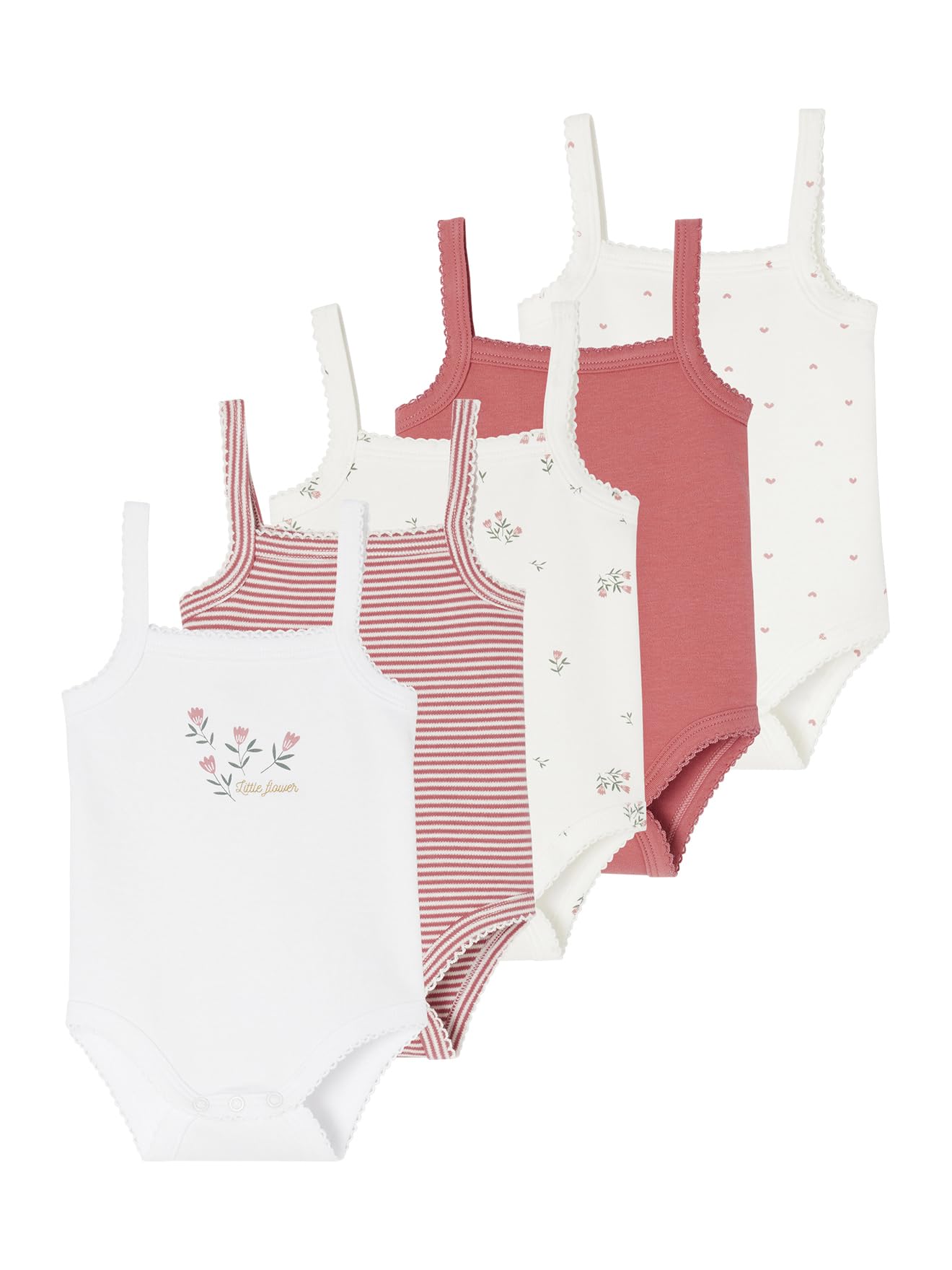 VERTBAUDET Lot de 5 bodies à bretelles naissance en coton biologique
