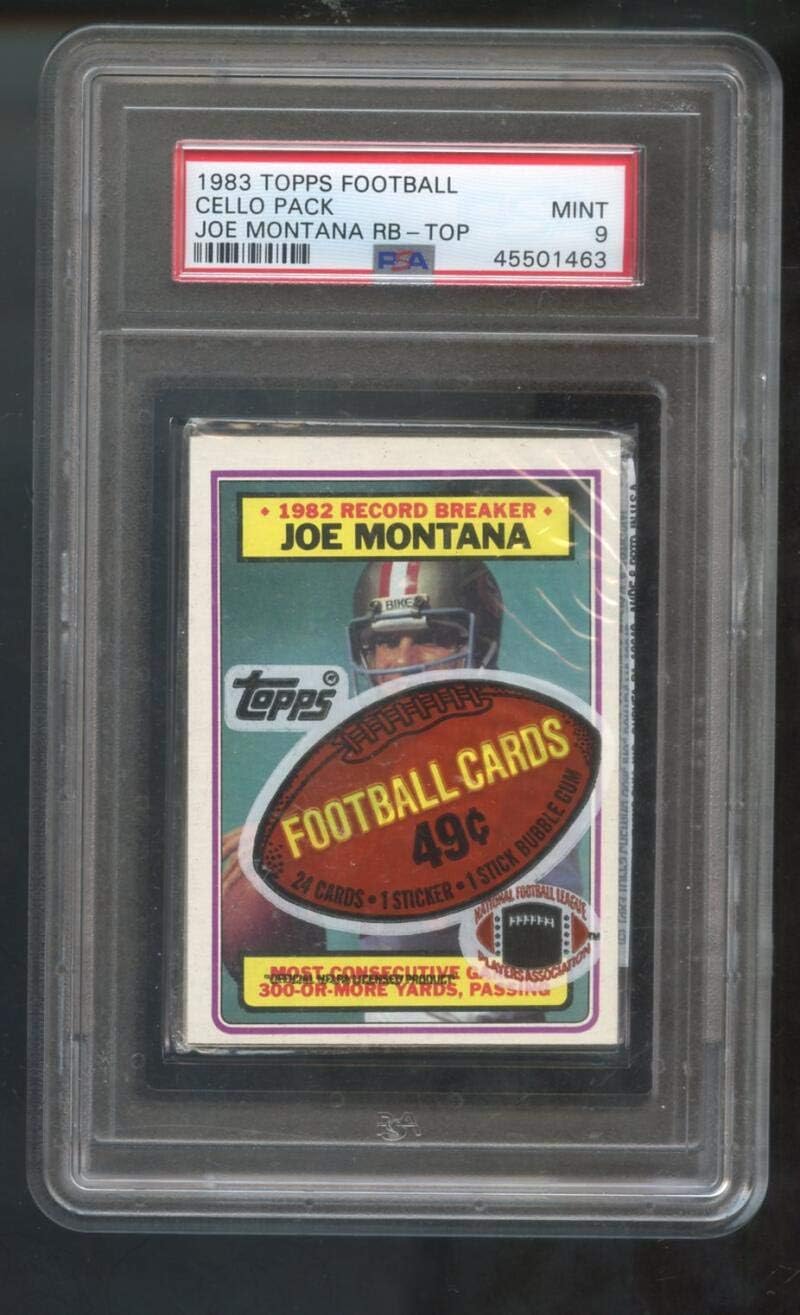 1983 Topps Football Card Unopened Cello Wax Pack Graded PSA 9 Joe Montana #4