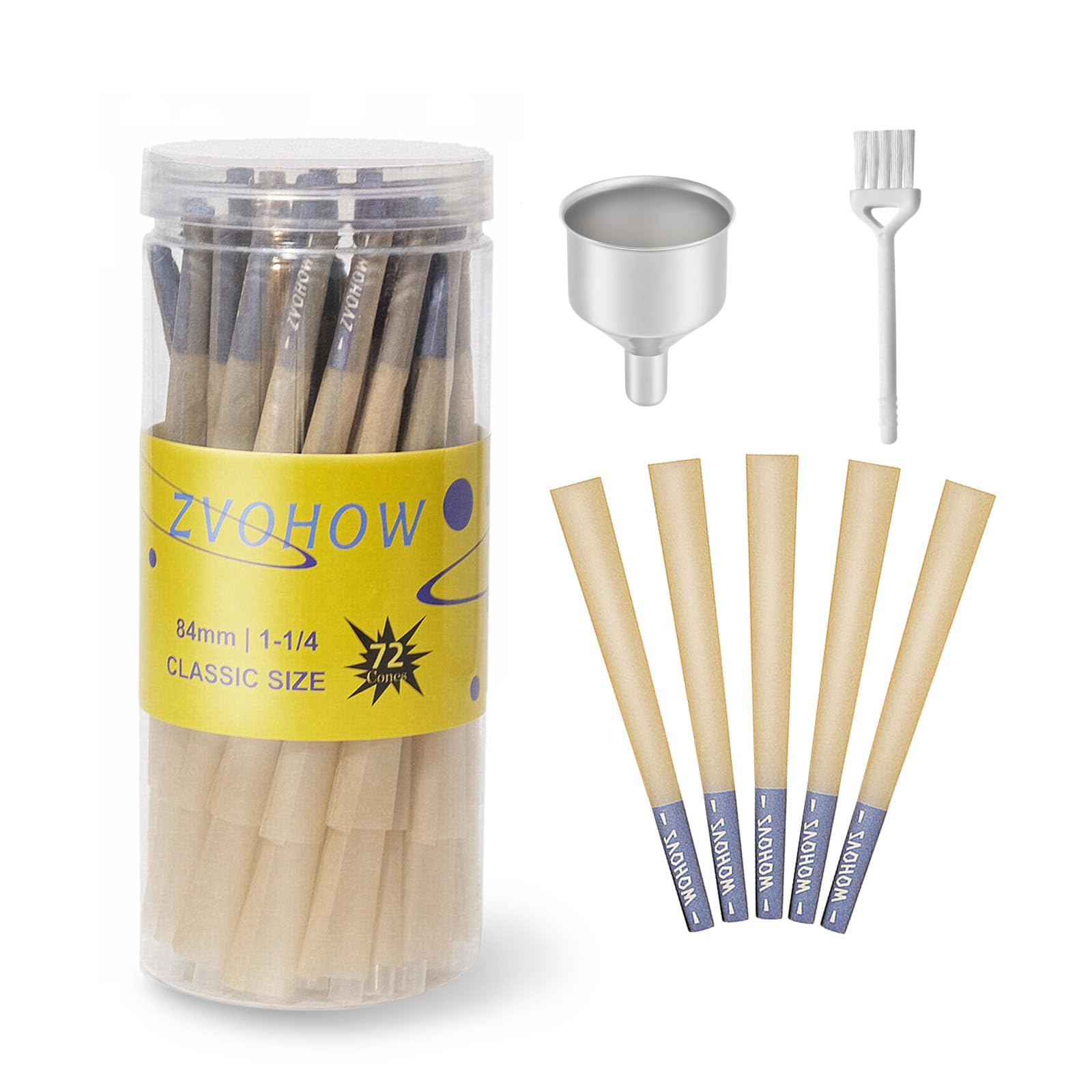 SIRUIMAO ZVOHOW Pre Rolled Cones - 72 Packs | 1-1/4 Size Rolling Papers | Ultra Thin | Easy Burn - Pre Rolling Papers with Tips (1-1/4 size), Pack, 72)