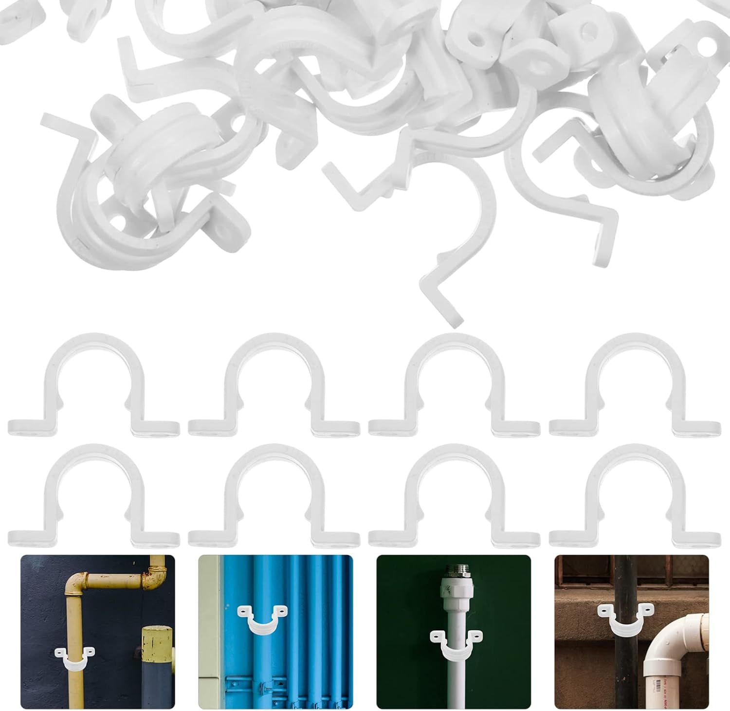 60Pcs Clips Pipe Clamp Bracket Holder for Pipe Support Durable Insulated Fire Resistant Tube Mounting Brackets for Home Office Industrial Use