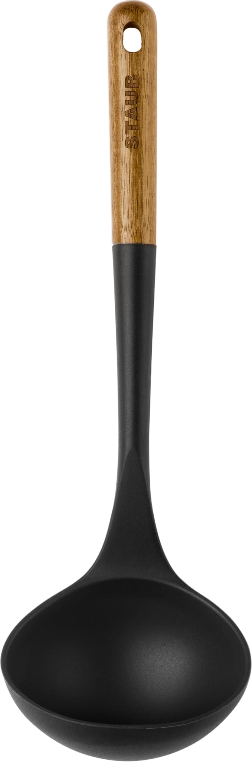 STAUB Suppenkelle, Küchenhelfer, Silikon, Griff aus Akazienholz, 31 cm, schwarz