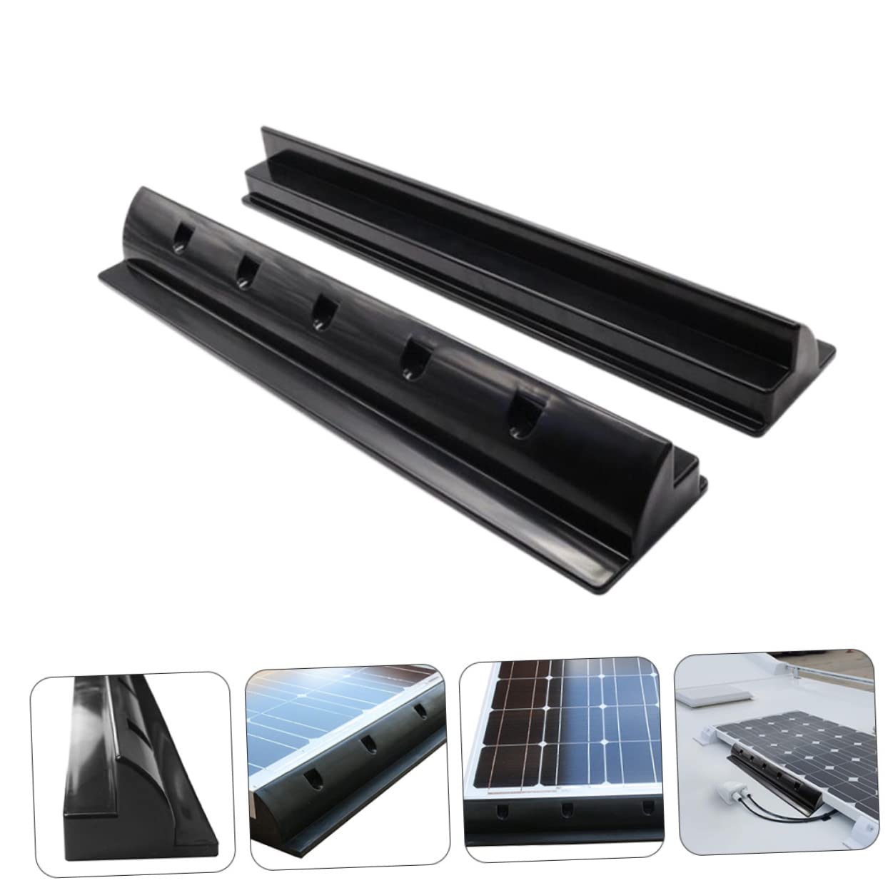 INOOMP Kit Fissaggio Pannelli Fotovoltaici 2 Pezzi Staffe Supporto Abs Nero per Tetto Camper Resistenza UV e Facile Installazione