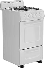 Avanti GRO20P0W Gas Range Oven Compact Freestanding Design, 4 Burners with Electronic Ignition, 2.1 Cu.Ft. Capacity Features Solid Door Storage Drawer Broiler and Accessories, 20-Inch, White