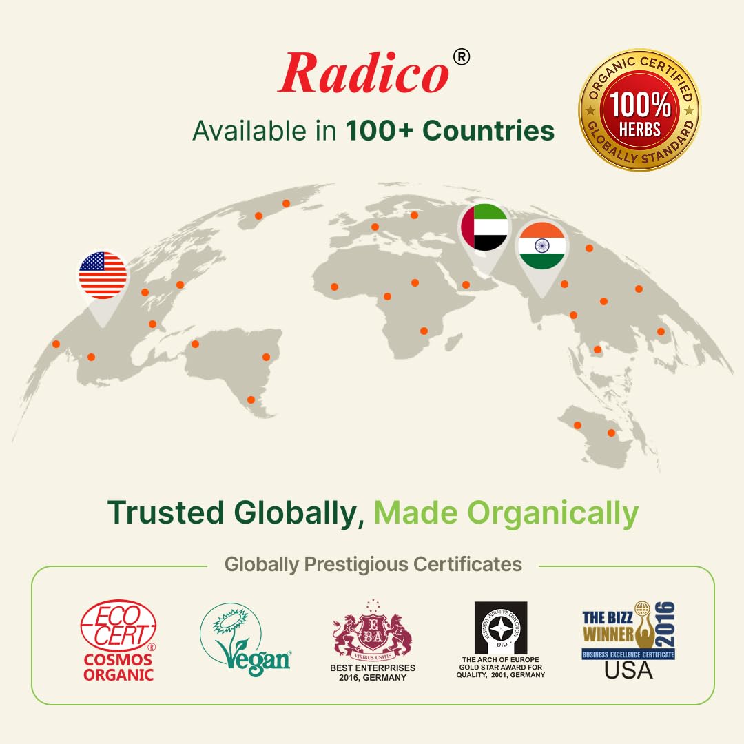Radico ORGANIC METHI 100% naturalny BIO Organic wegański wzrost włosów, przeciw wypadaniu włosów, przeciw starzeniu, pielęgnacja, objętość, odżywcza maska do włosów i szampon 2 w 1 z ECOCERT, HAL