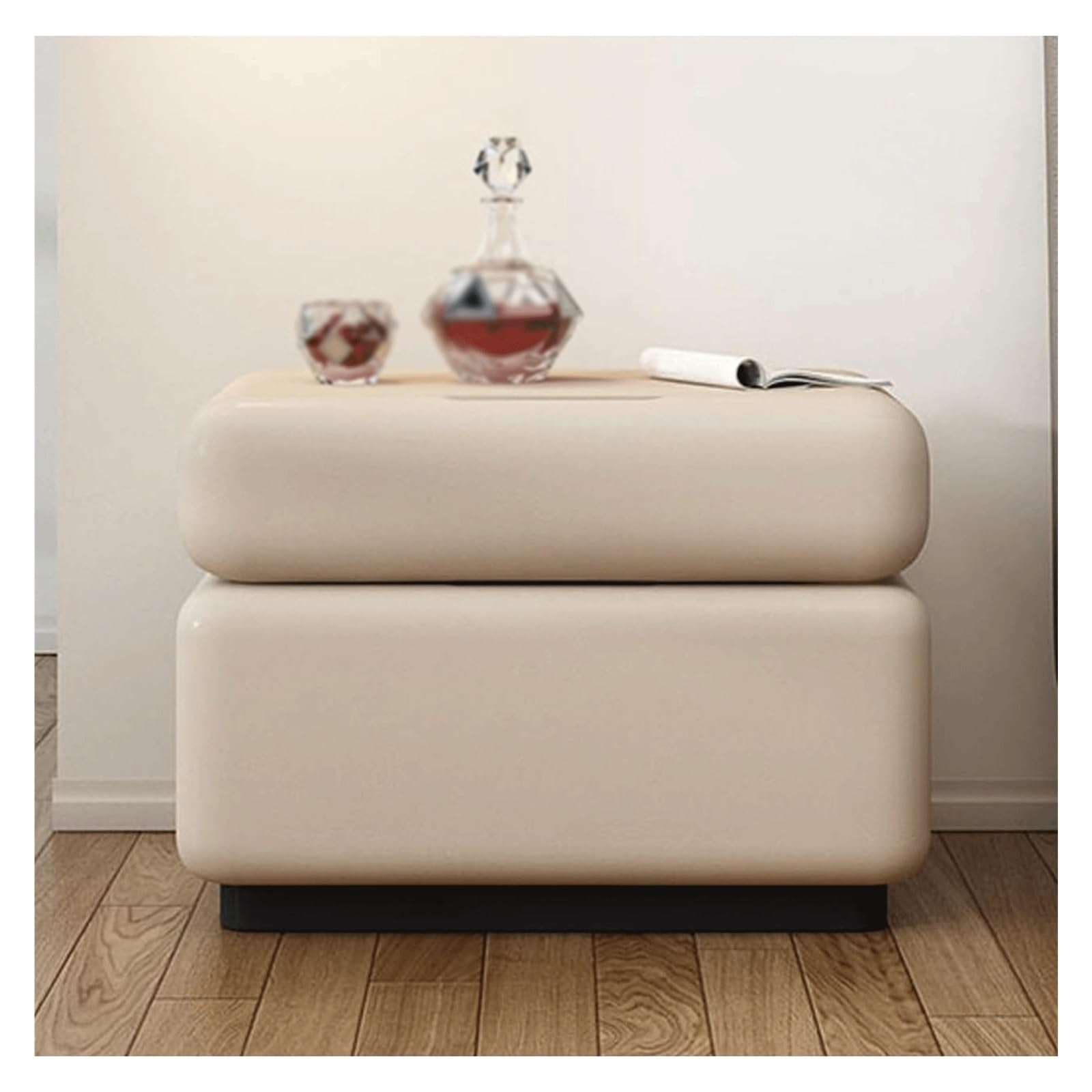 SXZenSpace High-end Nightstands with 2 Wood Drawers Side Table for Bedroom Living Room Bedside Furniture Cabinet(Beige,40 * 40 45cm)