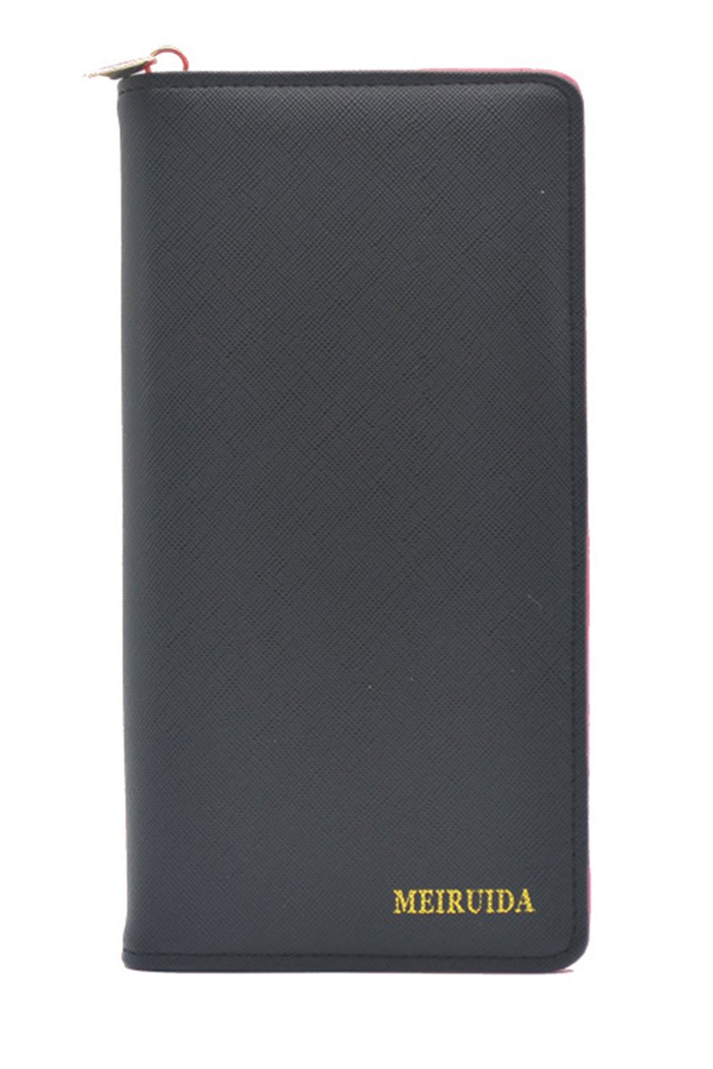 Women Leather Bifold Wallet Clutch Card Holders Purse Lady Long Handbag-By Mytyles (Black)