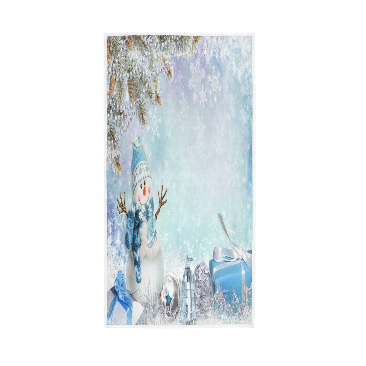 HUYGD Hand Towels Cotton Christmas Snowman Gifts Soft Towel Multipurpose Bathroom Beach Towel for Home Kitchen Swim Spa Gym, 30x15 inch