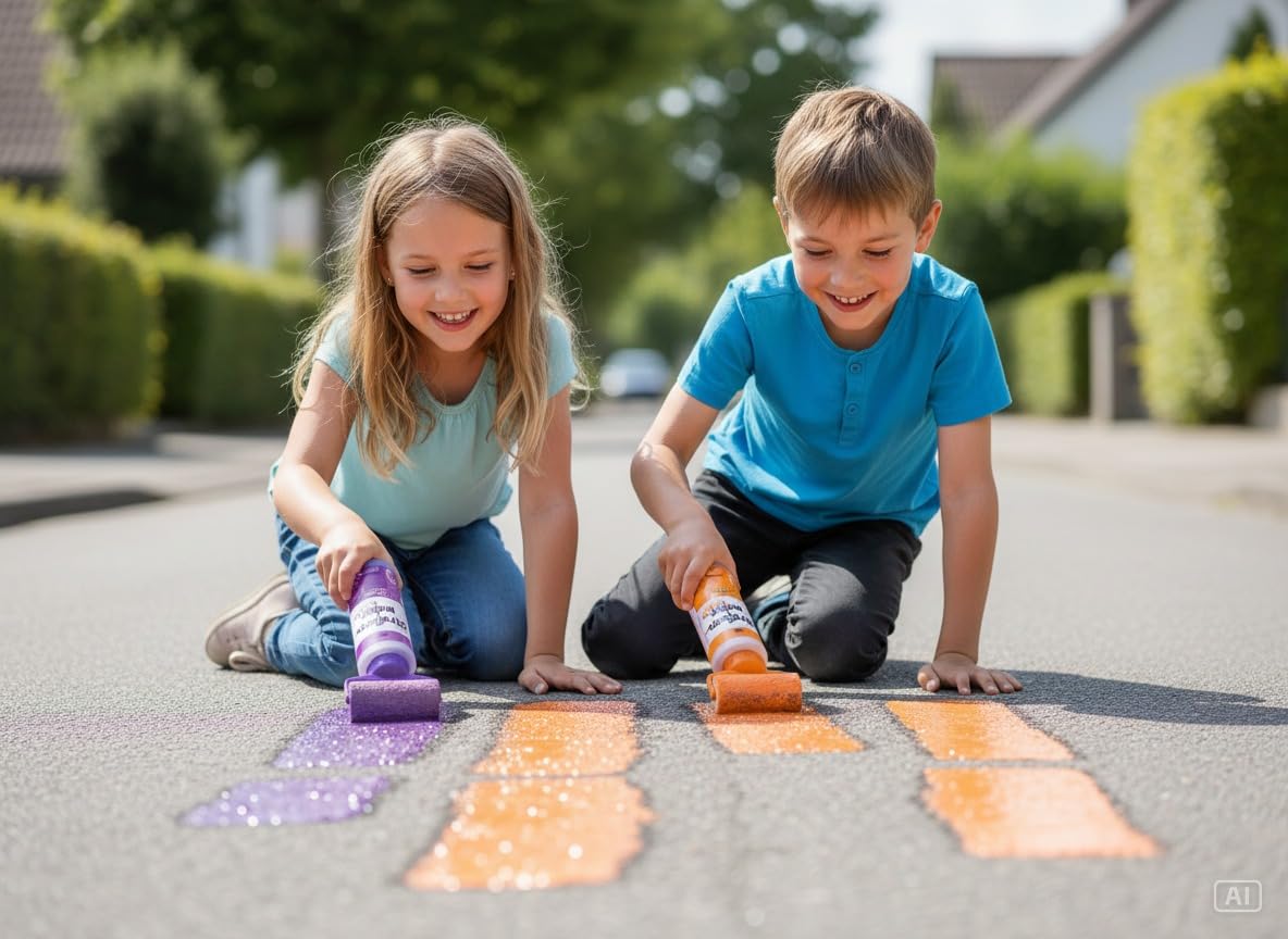 Avantgarde Set di gessetti per pittura stradale – gesso liquido per bambini – 4 colori gessetti lavabili – set di gesso da strada per esterni – giocattolo creativo per pittura all'aperto