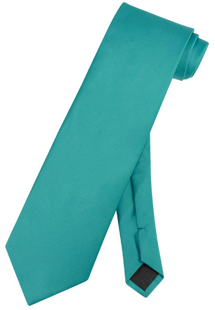 Vesuvio Napoli NeckTie Solid TEAL Color Men's Neck Tie, Aqua Green, One Size