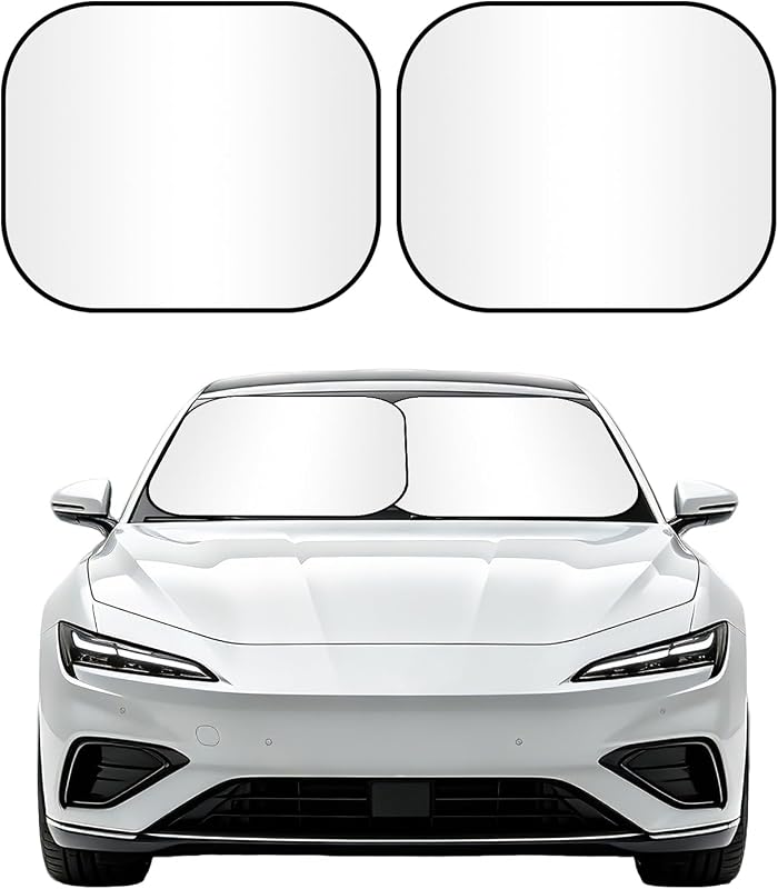 Wuyaoyao 2PCS Car Windshield Sun Shade, 28"×31" Car Front Window Sun Shade Blocker for Heat and UV Rays Protection, Foldable Automotive Windshield Sunshade, Universal for Vehicles Sedans SUVs