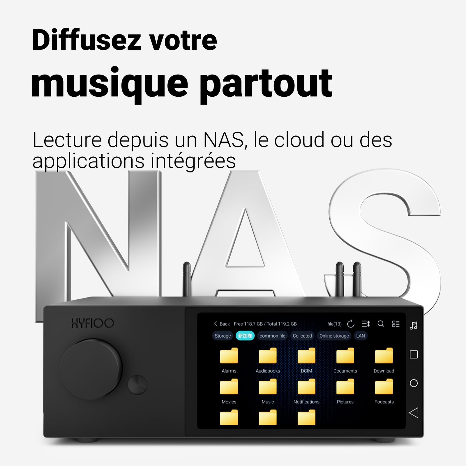 DM100 Streamer Musique HiFi Lecteur Audio Numérique Écran 5,5"