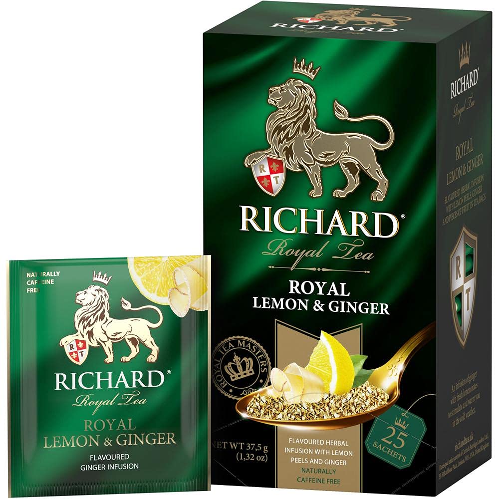 RichardRoyal Lemon & Ginger, Herbal Tea Infusion in sachets, 25 Tea bags