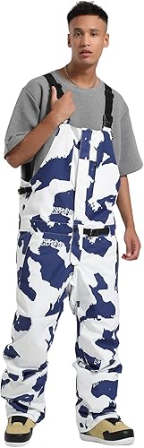 HIEEKDER Babero de esquí para hombre con aislamiento impermeable pantalones de nieve overol transpirable para exteriores resistente al invierno