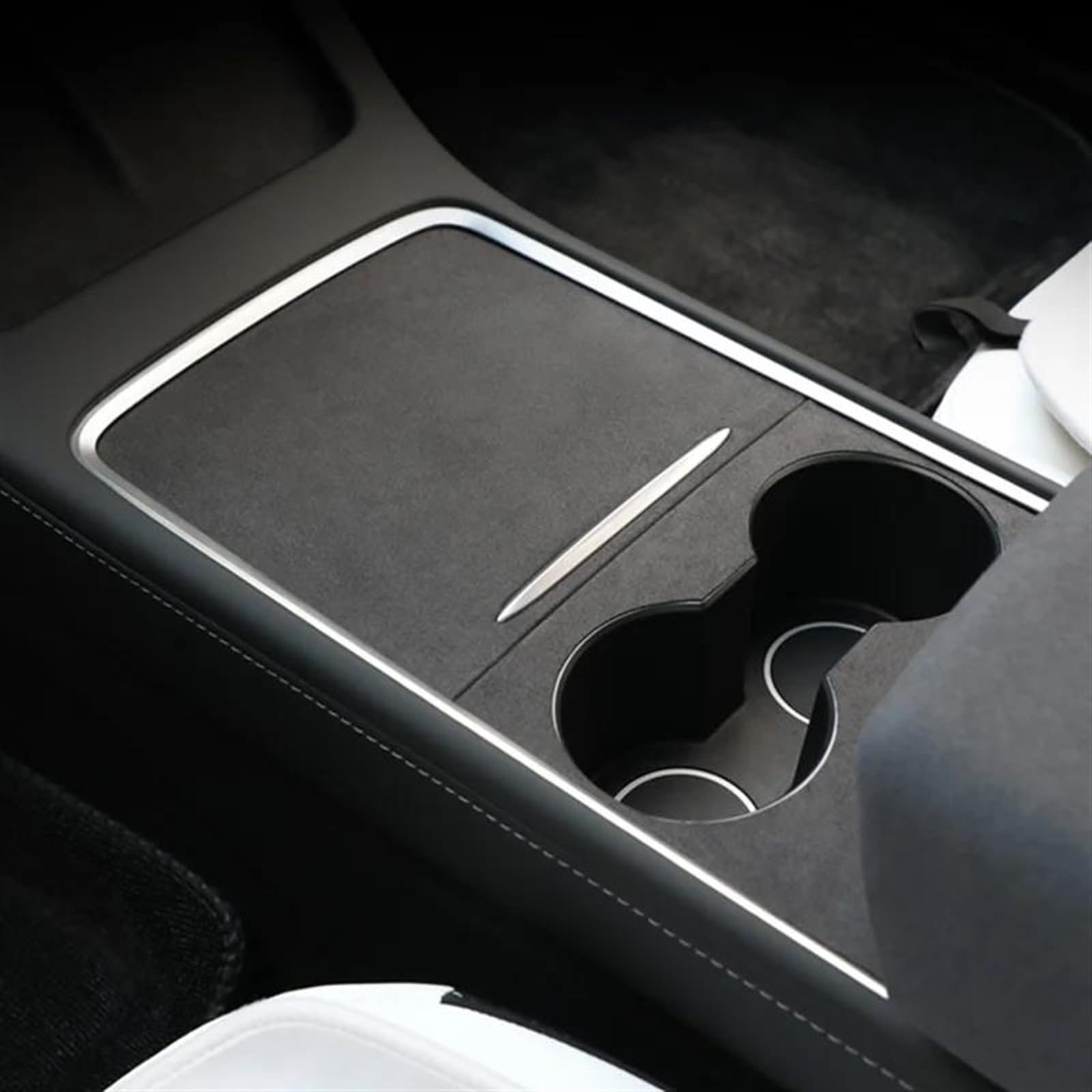 Yeskit Suede Black Center Console Panel Sticker Carbon Central Control Cover Car Interior Accessories For Tesla Model 3 Y 2021-2023(Suede Black)