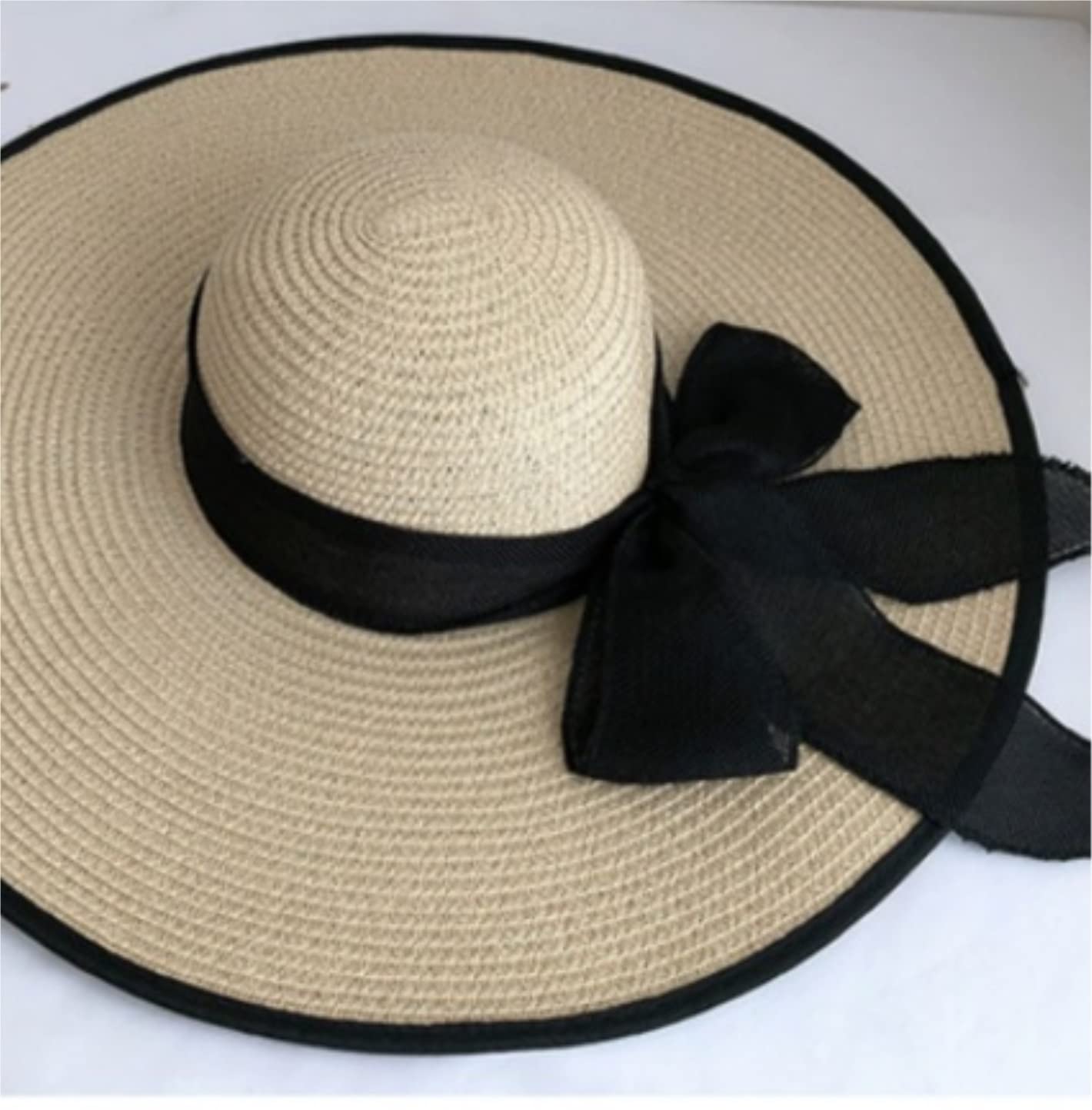 Sombrero de Playa Plegable, Sombrero De Paja Verano para Mujer, Playa ala Ancha Grande, Flexible para El Sol para Adultos Sombrero Playa Verano