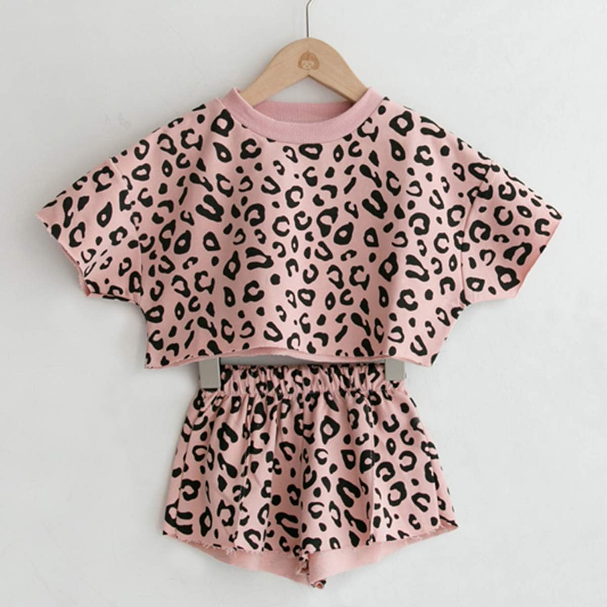 Toddler Baby Girls Leopard Print Summer Clothes Set T-Shirt and Short Pants 2pcs Outfits image 2