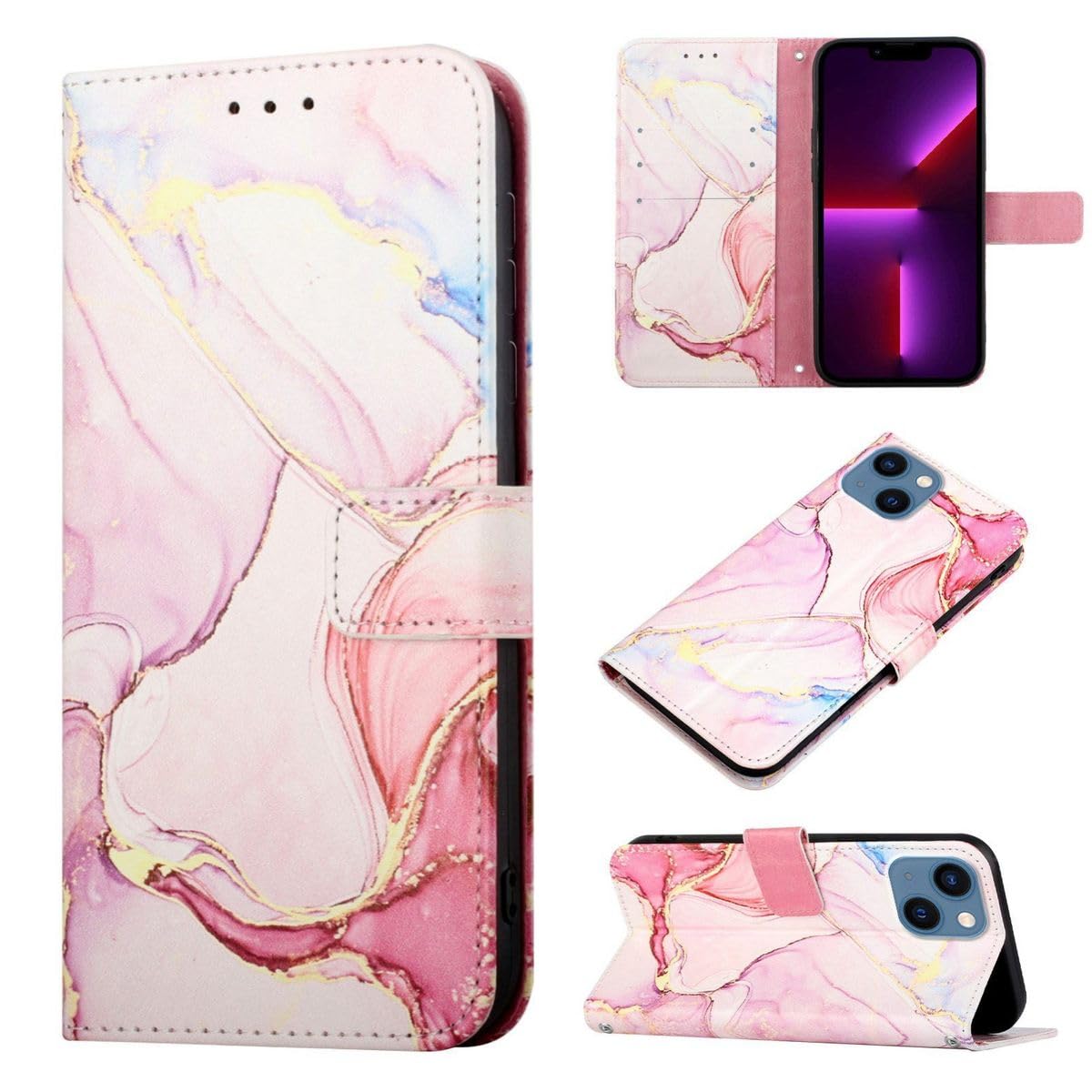 Housse iPhone 15 Plus à rabat or rose idéale pour visionner vos vidéos de voyage - 6