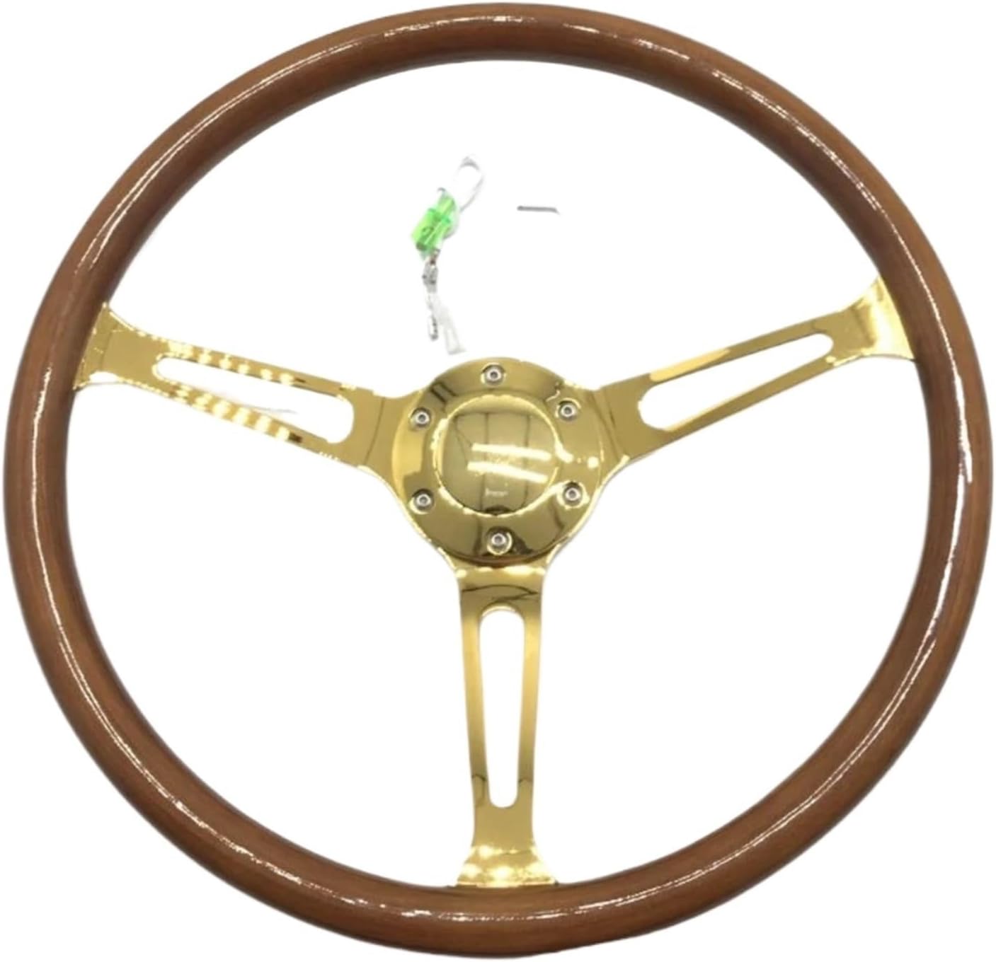 Gold Color Bracket Solid Wood 380mm Steering Wheel Classic Electroplated Stand Car Steering Wheel(001-GZFXP002-01)