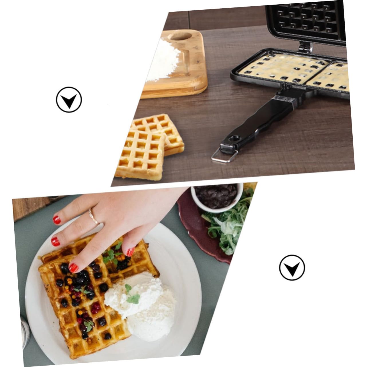 Stampo Facile da Pulire in Alluminio Pressofuso Antiaderente per Waffle Nero per Uso Domestico e Preparazione di Dolci Fatti in Casa
