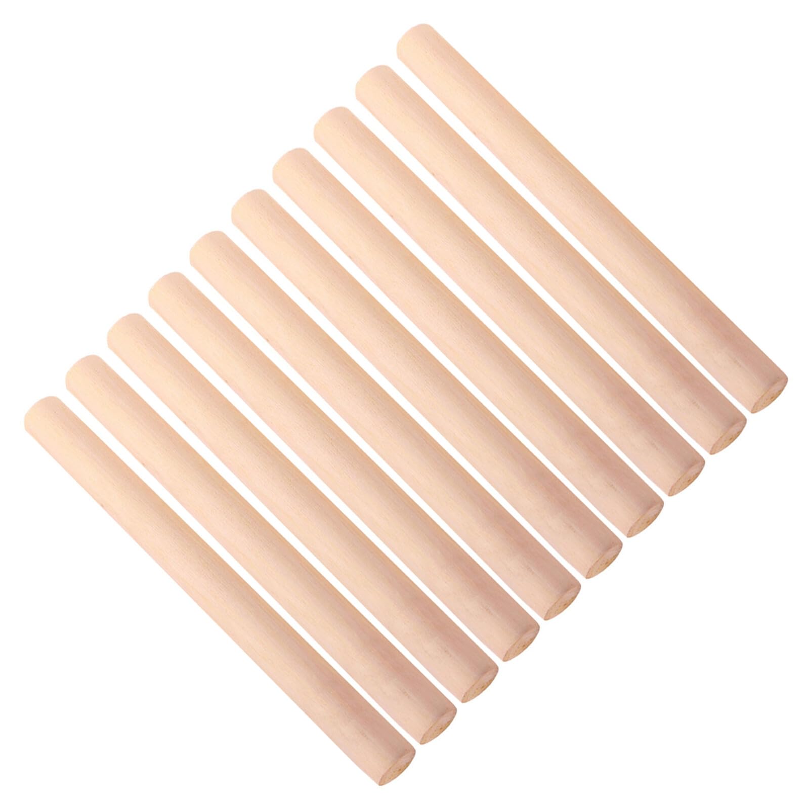 PACKOVE Rodillo de Madera para Repostería 10 Piezas Superficie Lisa sin Rebabas, Adecuado para Masa de Galletas y Panadería, Color Caqui Resistente y Práctico