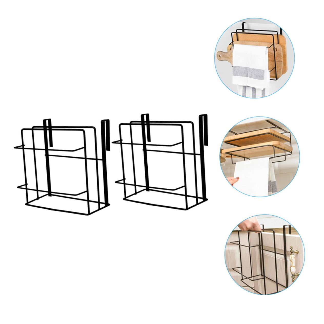 GRIRIW Door Cabinet Organizer 2pcs Hanging Towel Holder Space-Saving Kitchen Storage Easy Install