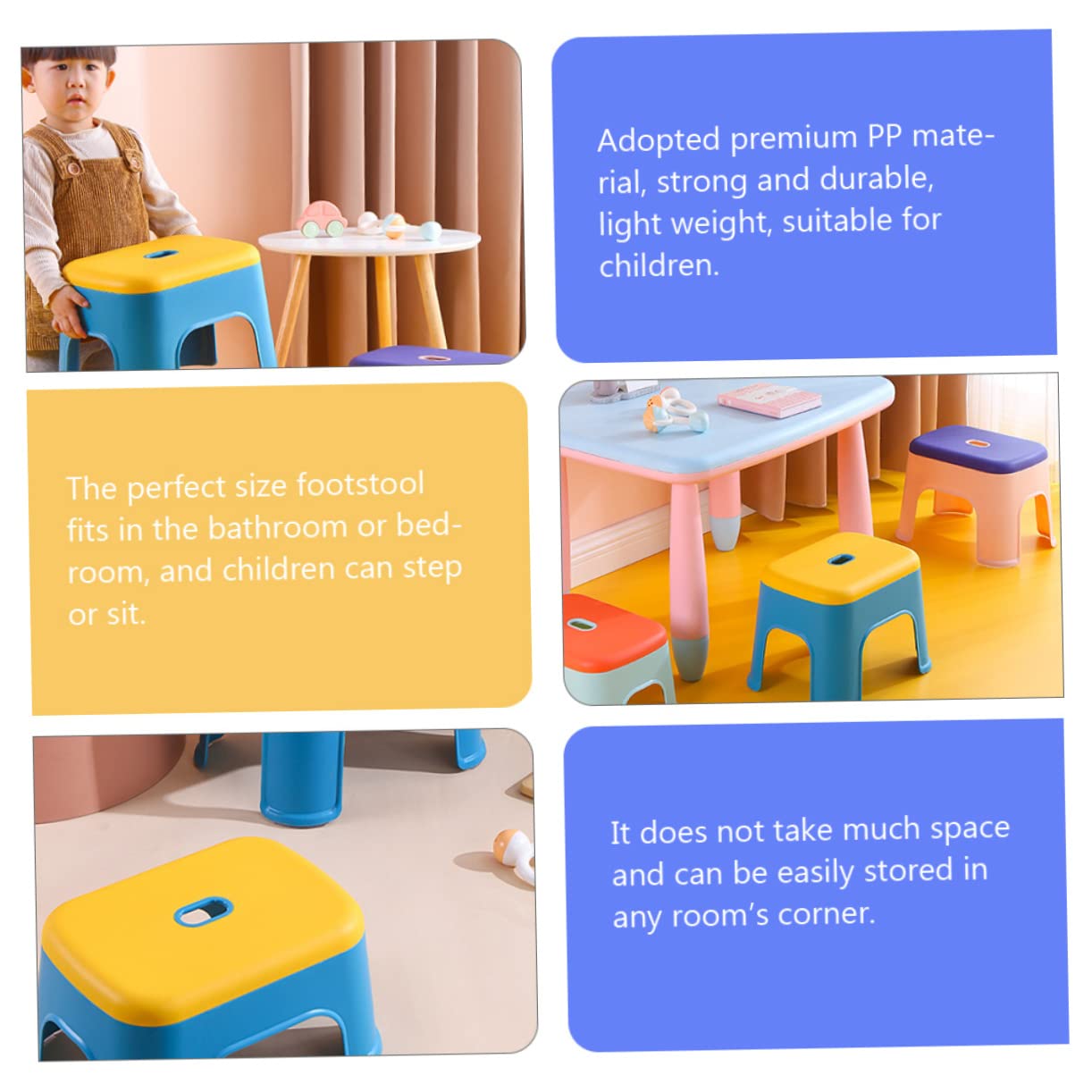 TOYANDONA Taburete de Escalón Infantil de PP, Antideslizante y Ligero, para Niños Pequeños, Fácil de Guardar, Adecuado para Dormitorio y Guardería
