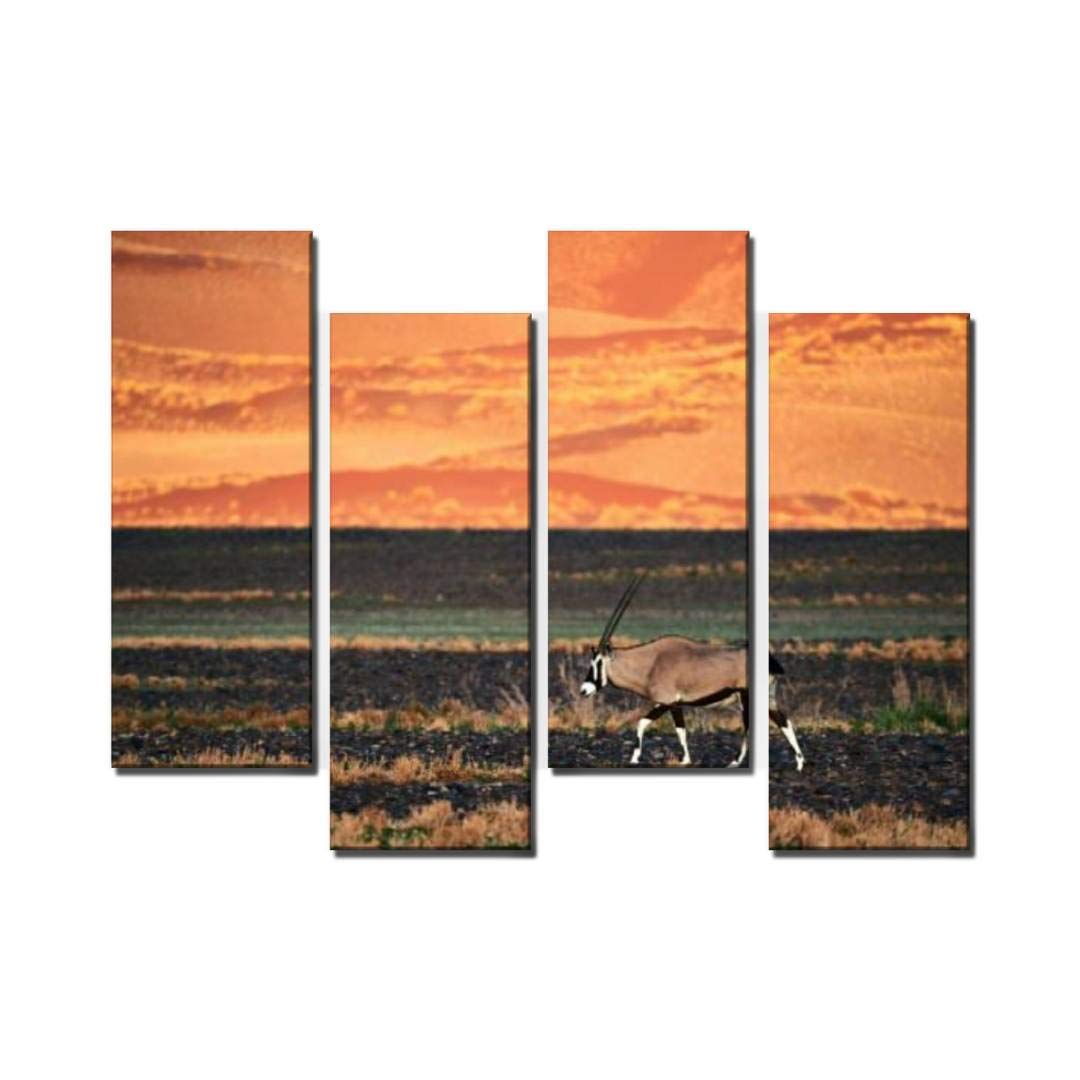 Wocatton beautiful oryx oryx gazella walking in the namibian desert namib Wall Art Background Decor Pictures Print On Canvas Art Stretched and Framed Perfect Home Decoration