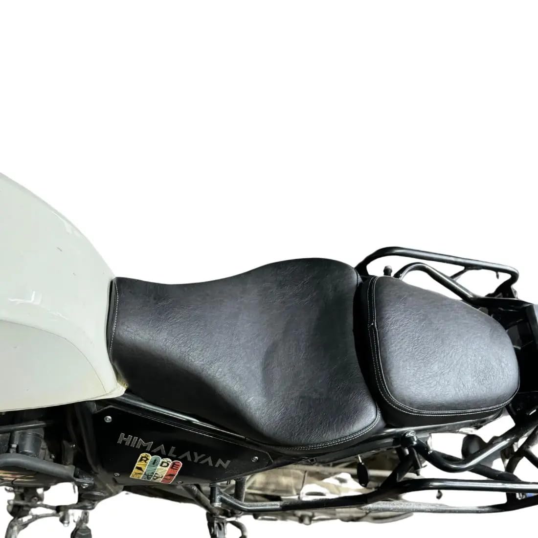 Sahara Seats Sedile per moto Touring, compatibile con Himalayan 411, in pelle nera, sedile anteriore singolo pilota